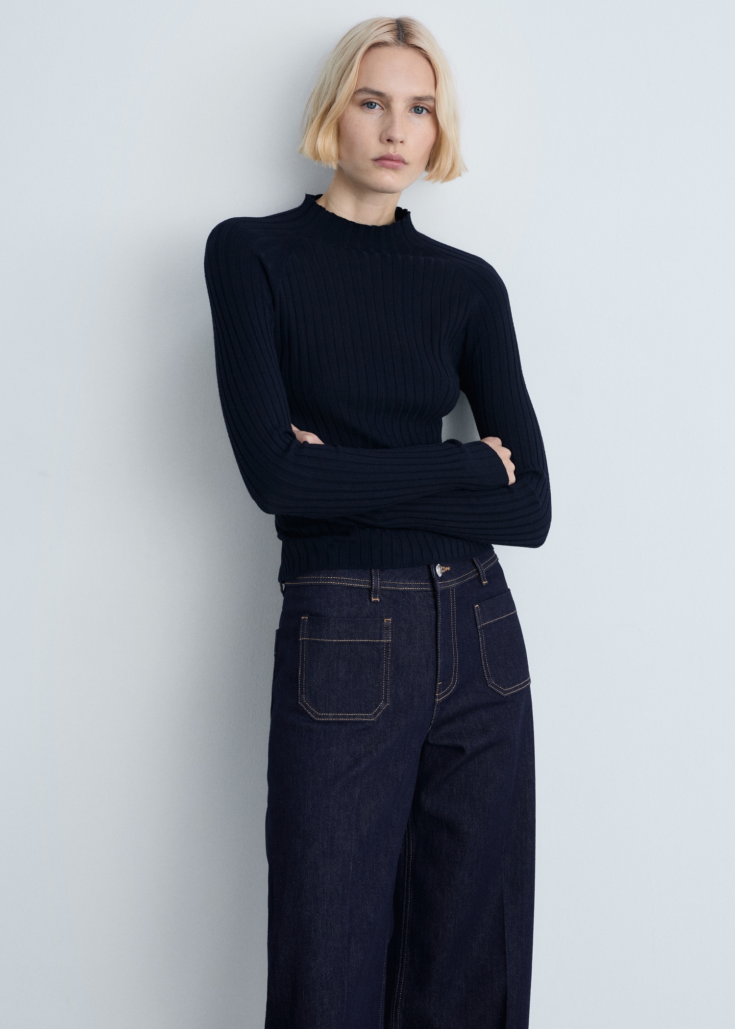 Wideleg-Rinse-Wash-Jeans mit Taschen - Detail des Artikels 1