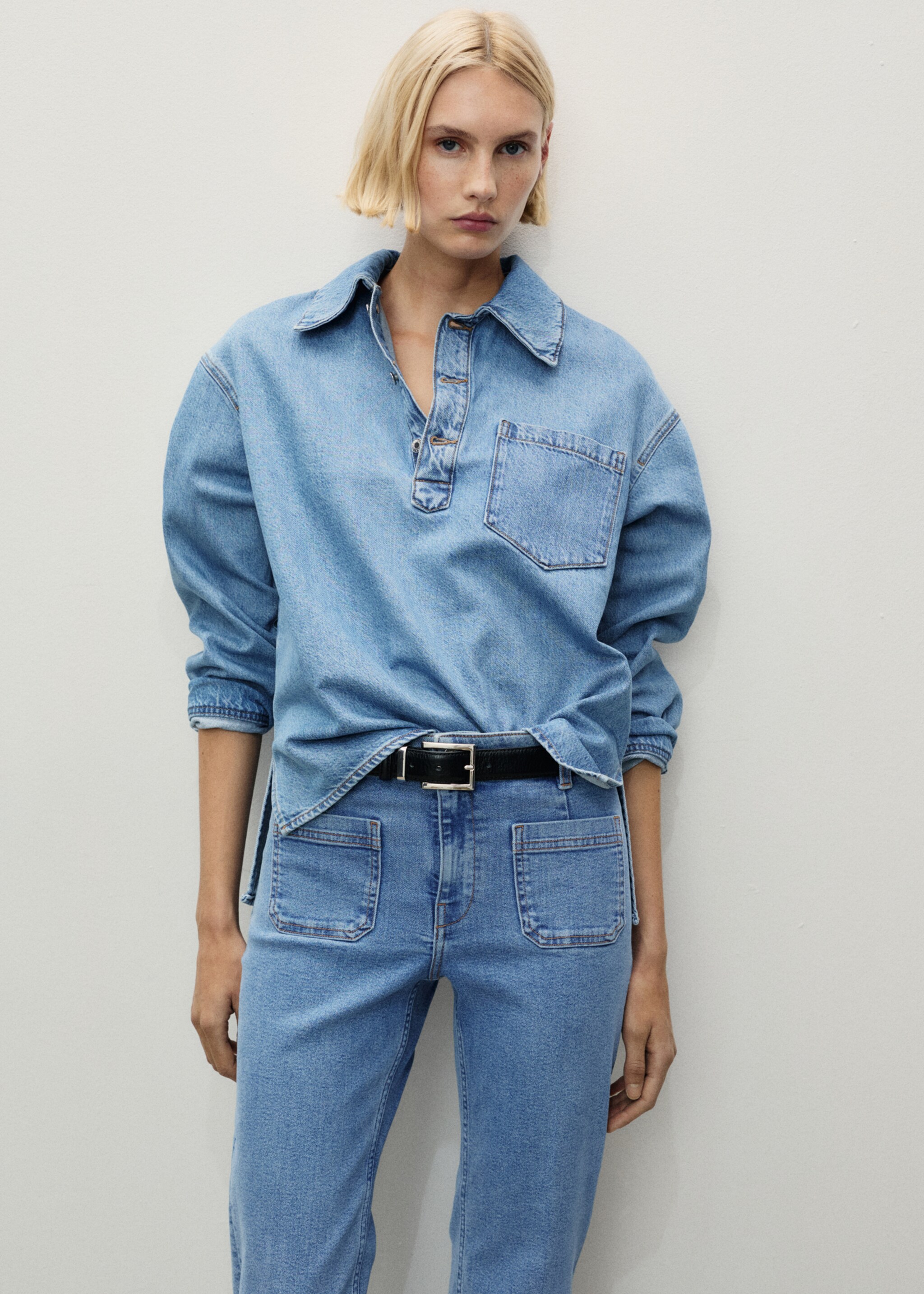 Jeans flare crop bolsillos - Detalle del artículo 1