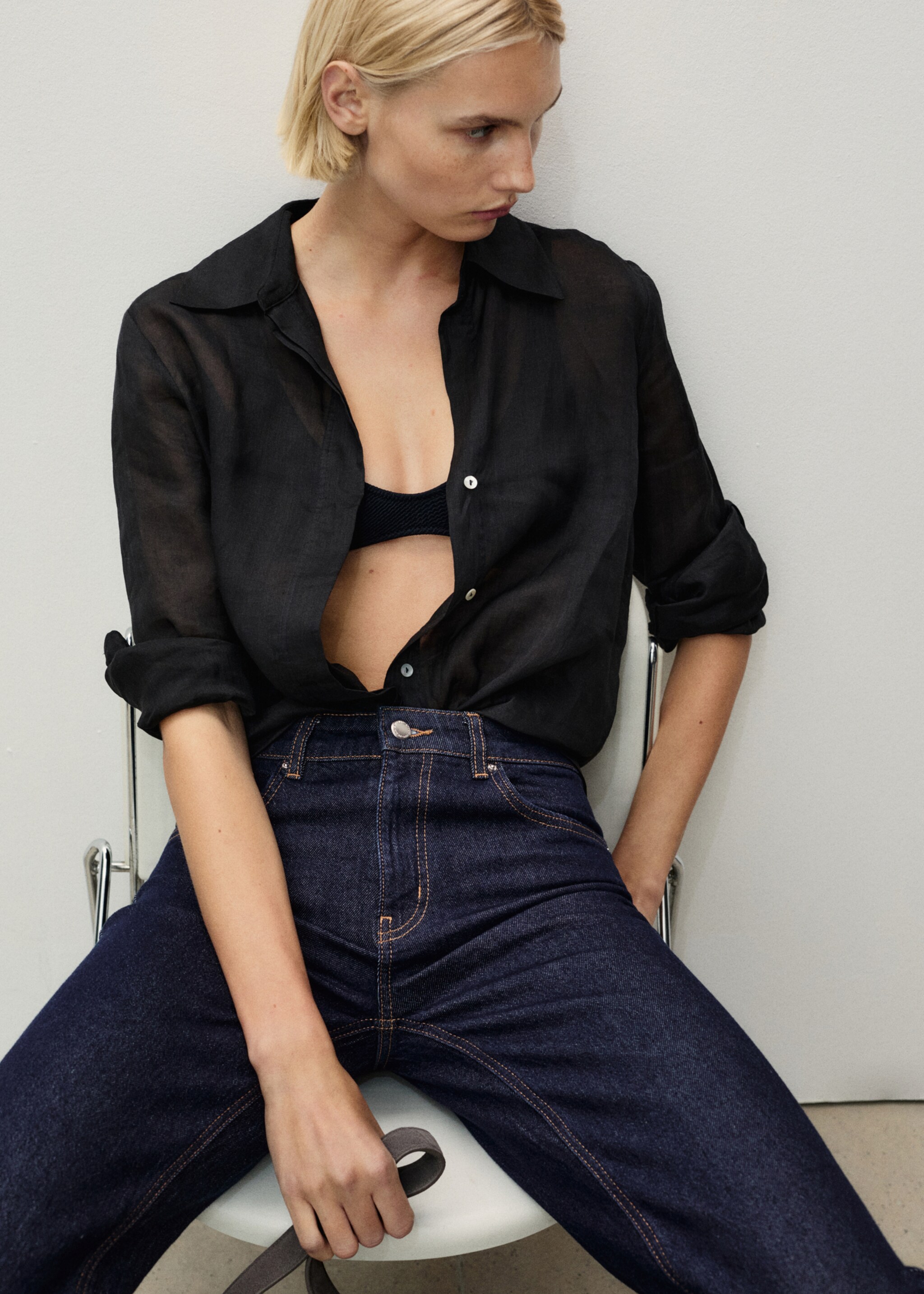 Dżinsy flare rinse wash z rozcięciami - Szczegóły artykułu 1
