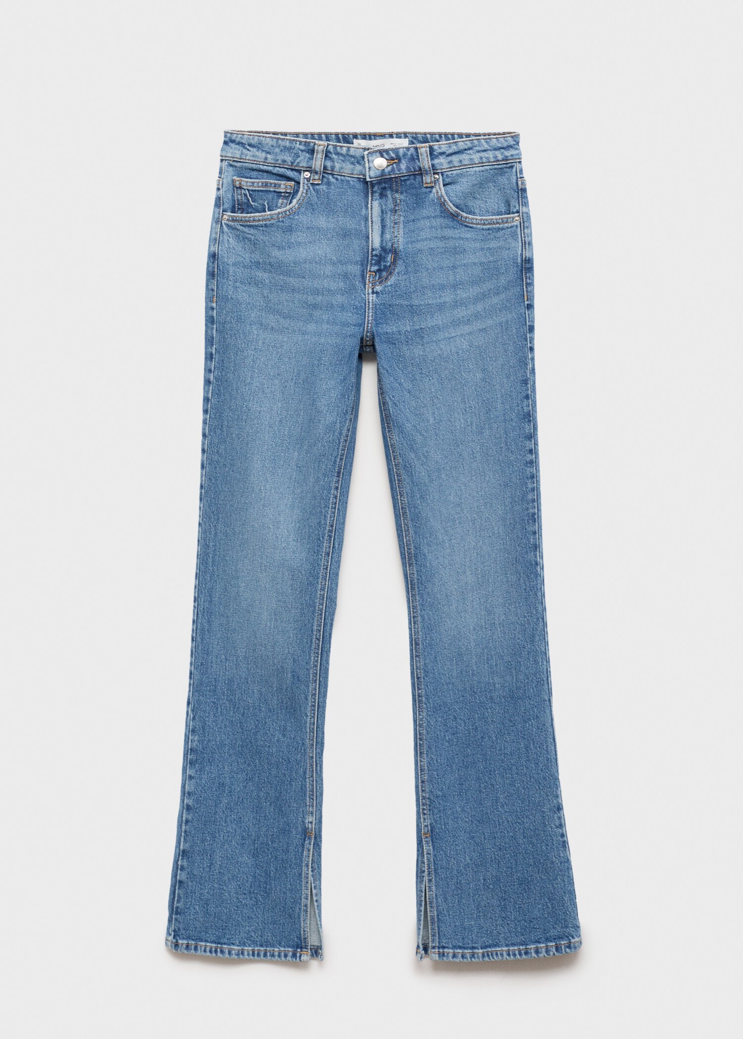 Straight-fit mid-rise jeans met splitten - Artikel zonder model