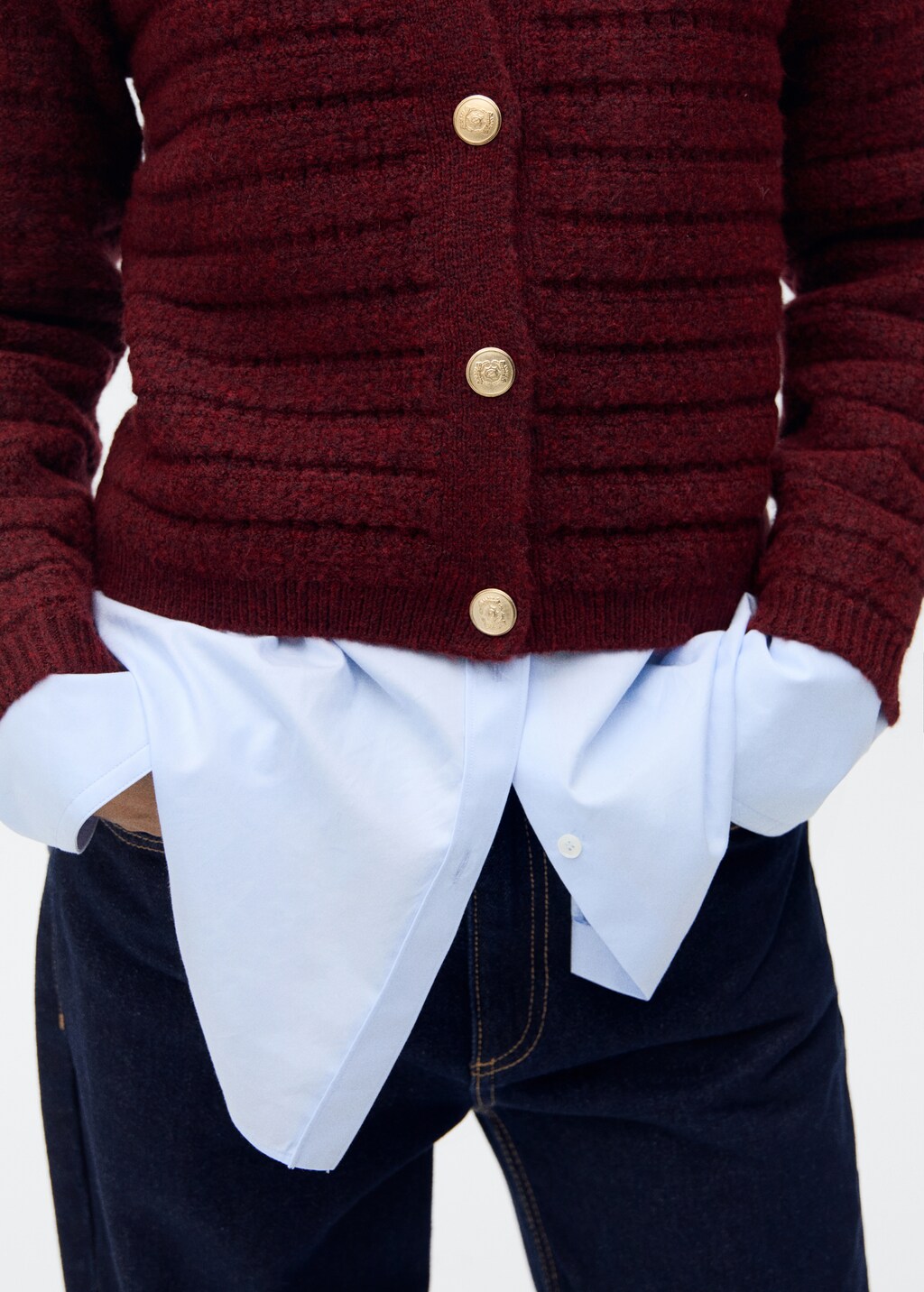 Mango Knitted jacket with openwork details