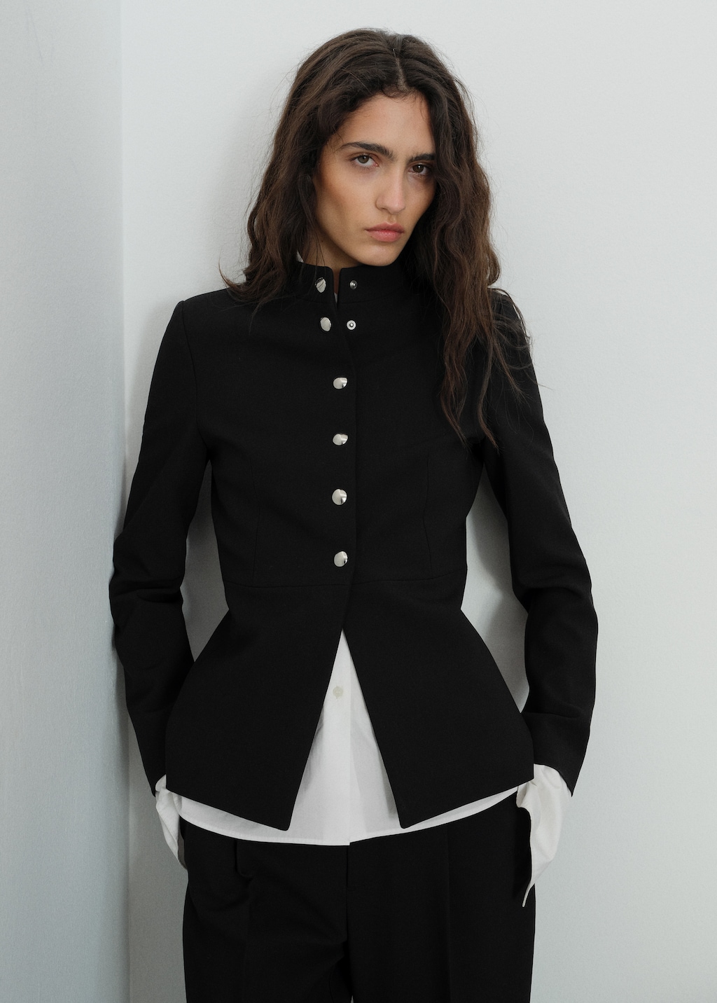 Jacket with mandarin collar and jewel buttons - Women Jacket with mandarin collar and jewel buttons - Women
