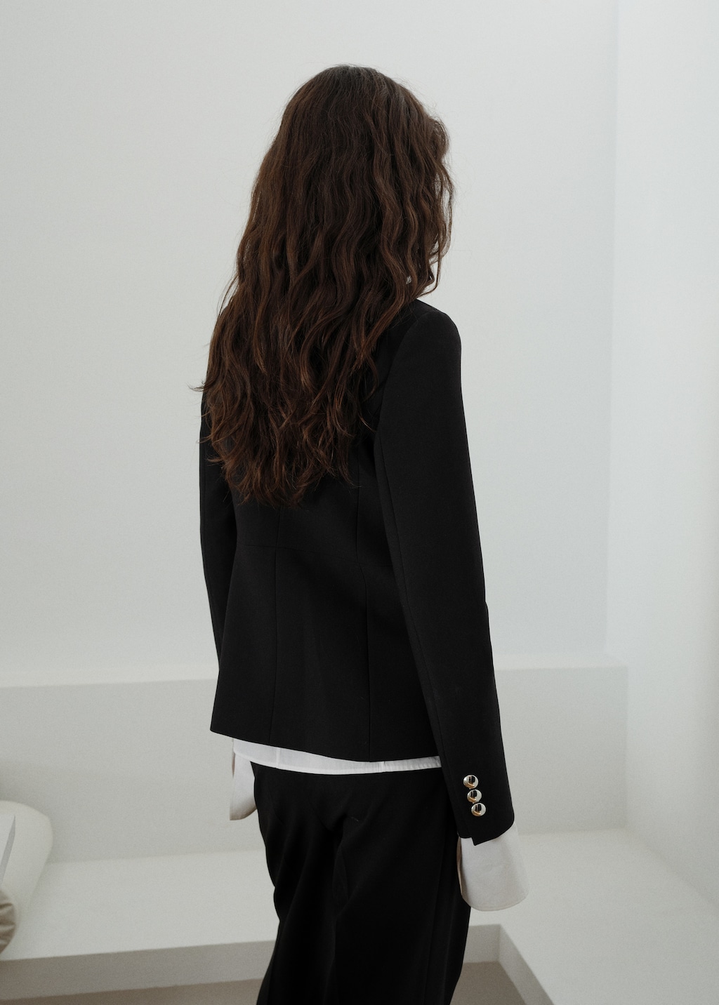 Jacket with mandarin collar and jewel buttons - Women