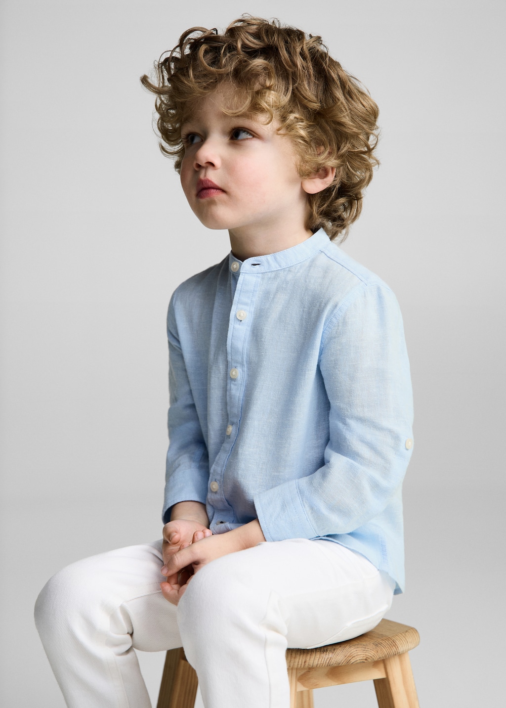 Mao collar linen shirt