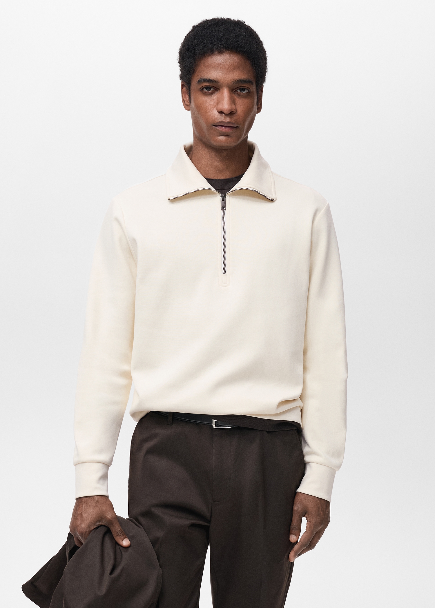 Regular-fit cotton sweatshirt with zip - Medium plane