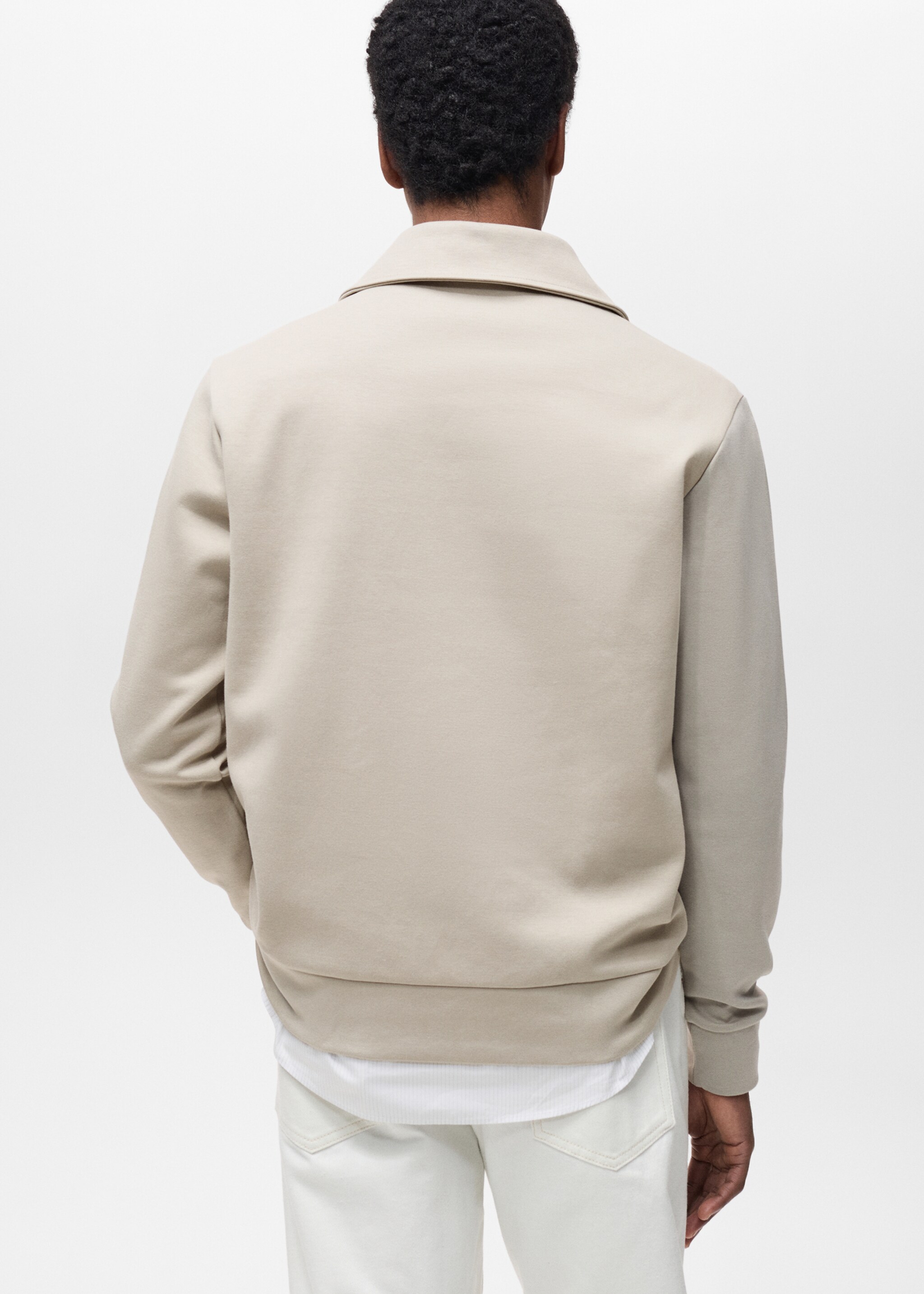 Sweatshirt i bomull med dragkedja och normal passform - Artikelns baksida