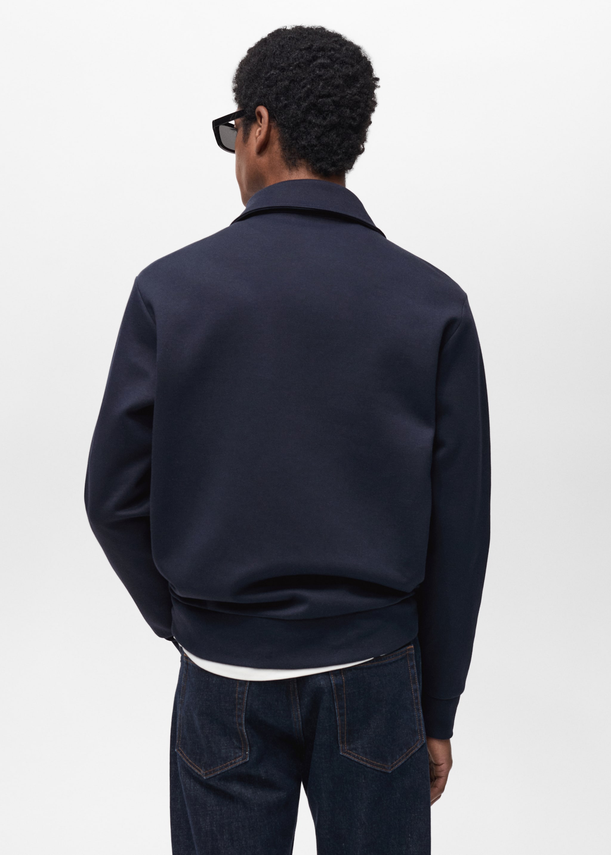 Sweatshirt i bomull med dragkedja och normal passform - Artikelns baksida