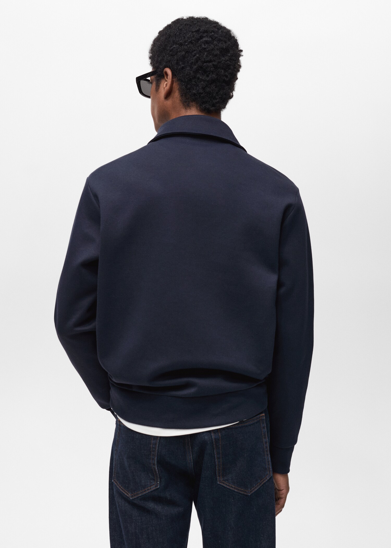 Sweatshirt i bomull med dragkedja och normal passform - Artikelns baksida