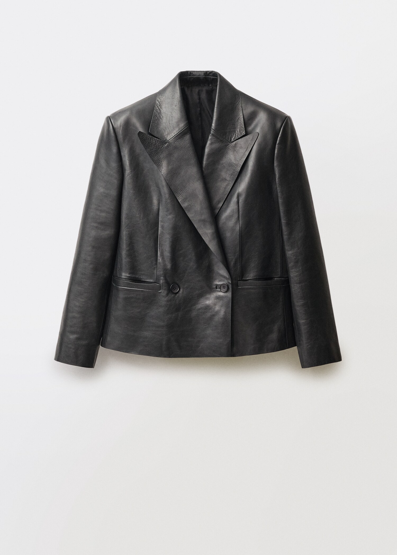 Double-breasted leather jacket - Article without model