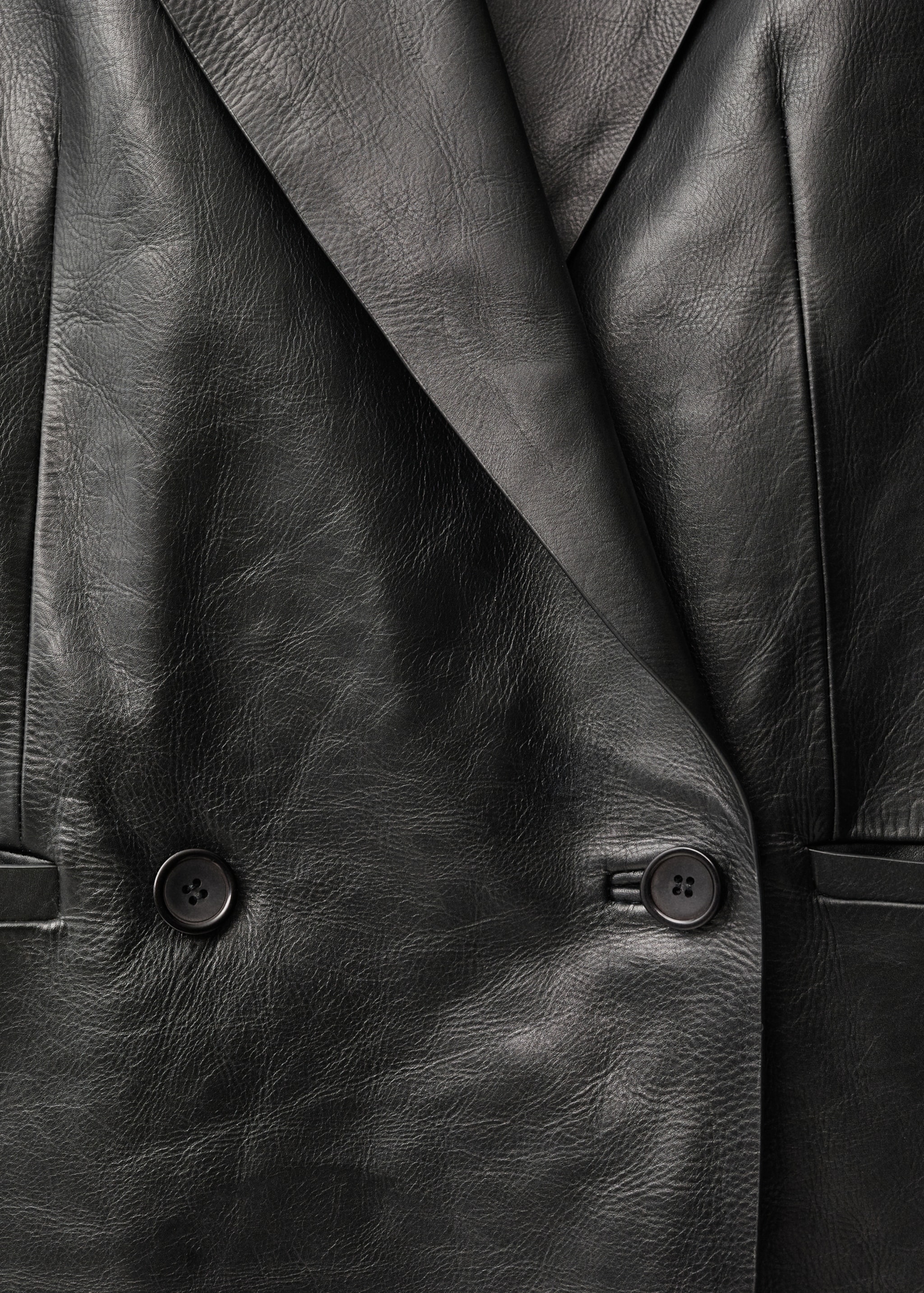 Double-breasted leather jacket - Details of the article 0