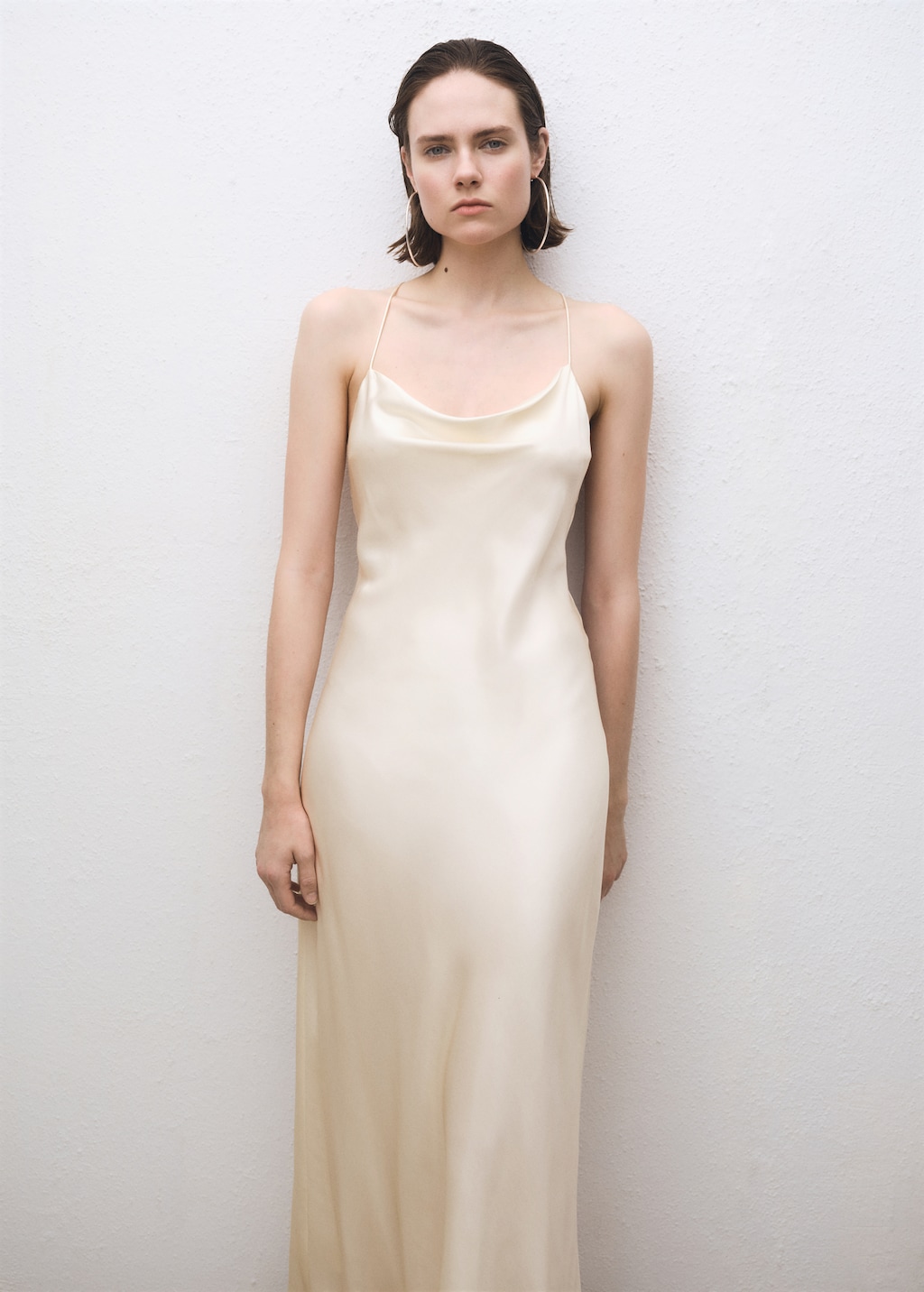 Silk dress with draped neckline