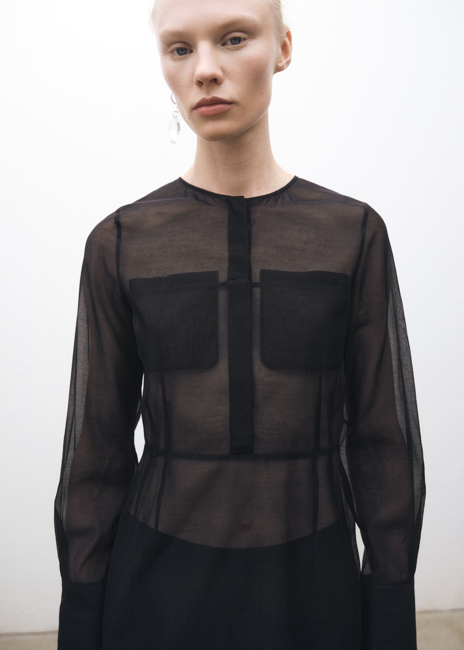 Semi-transparent silk-blend midi-dress Women MANGO USA