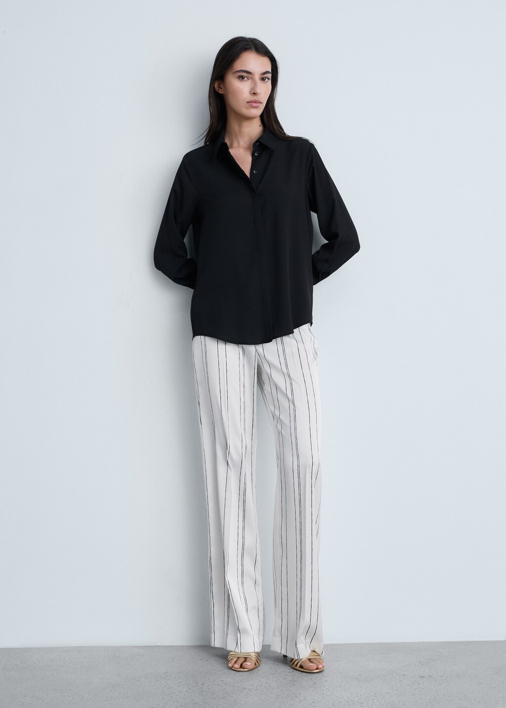Straight striped trousers - Women | MANGO USA Straight striped trousers - Women | MANGO USA