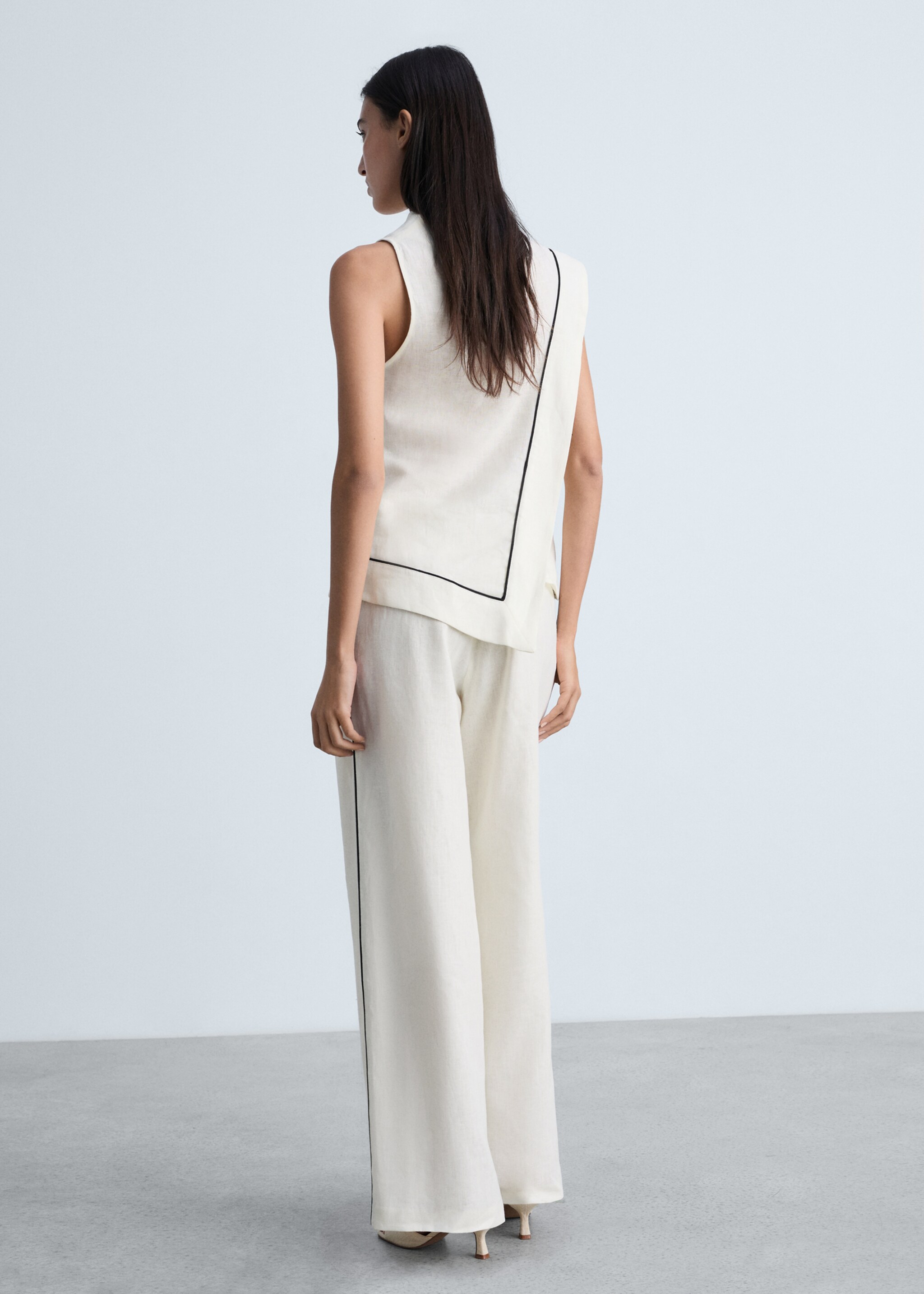 Contrast-stripe linen trousers - Reverse of the article