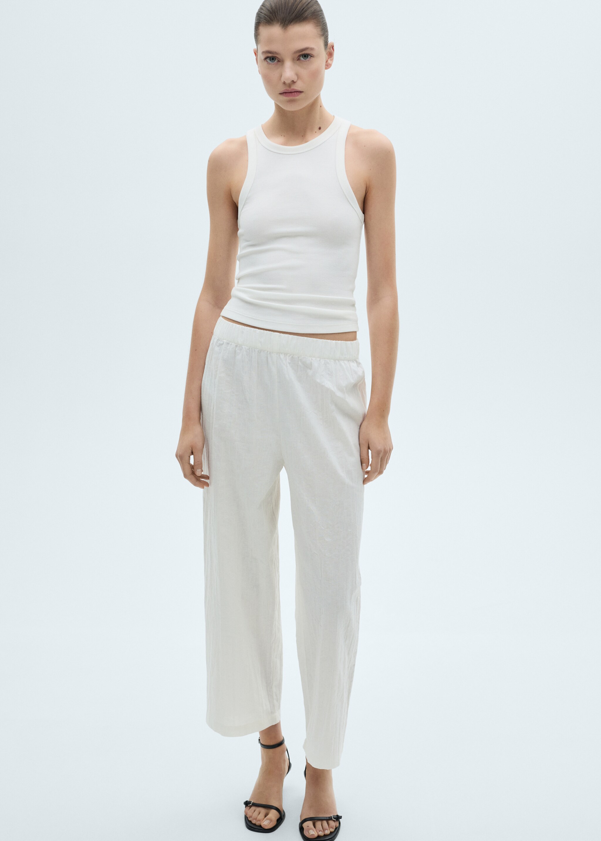 Pantalón traje culotte mezcla lino - Detalle del artículo 2