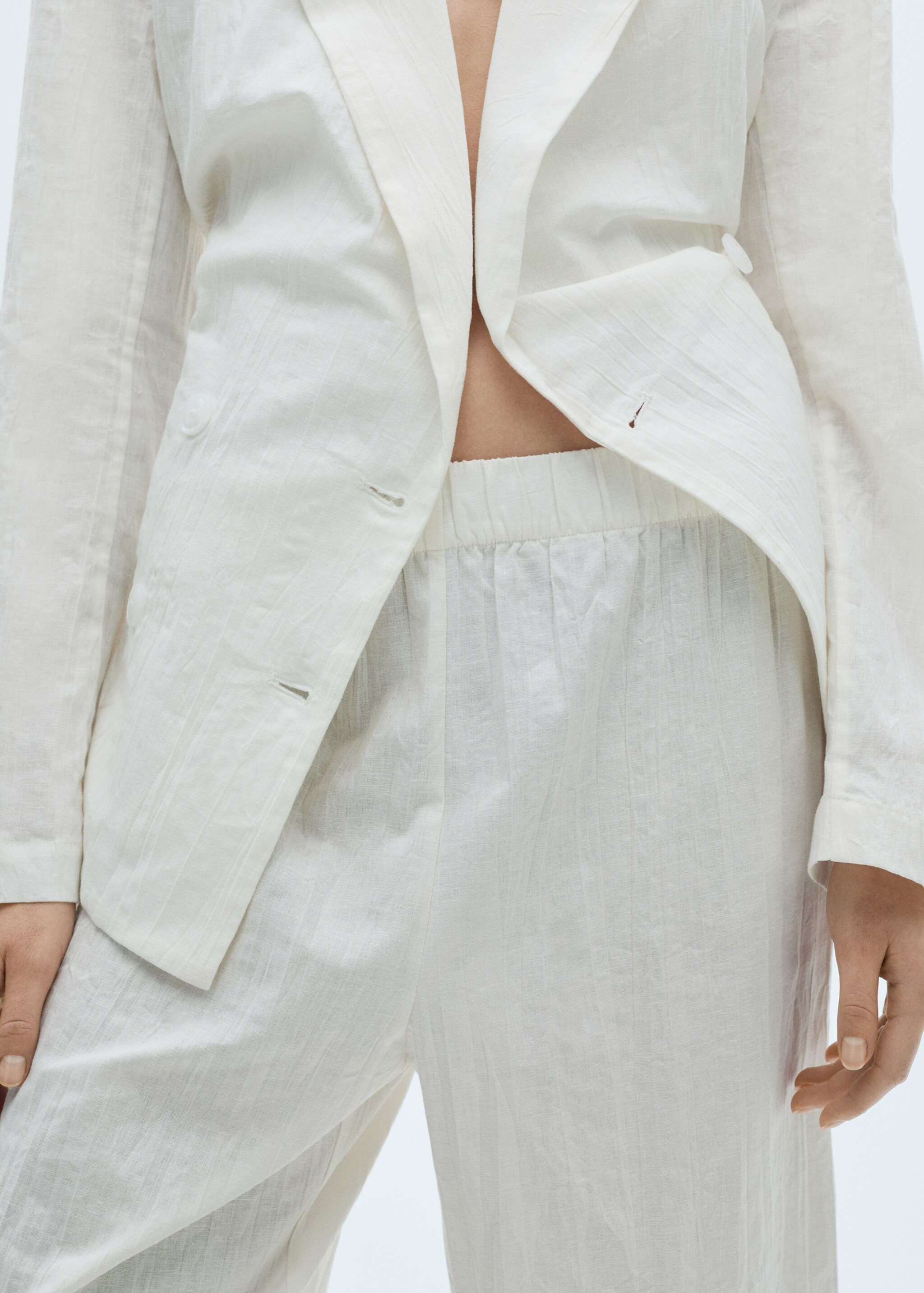 Pantalón traje culotte mezcla lino - Detalle del artículo 6