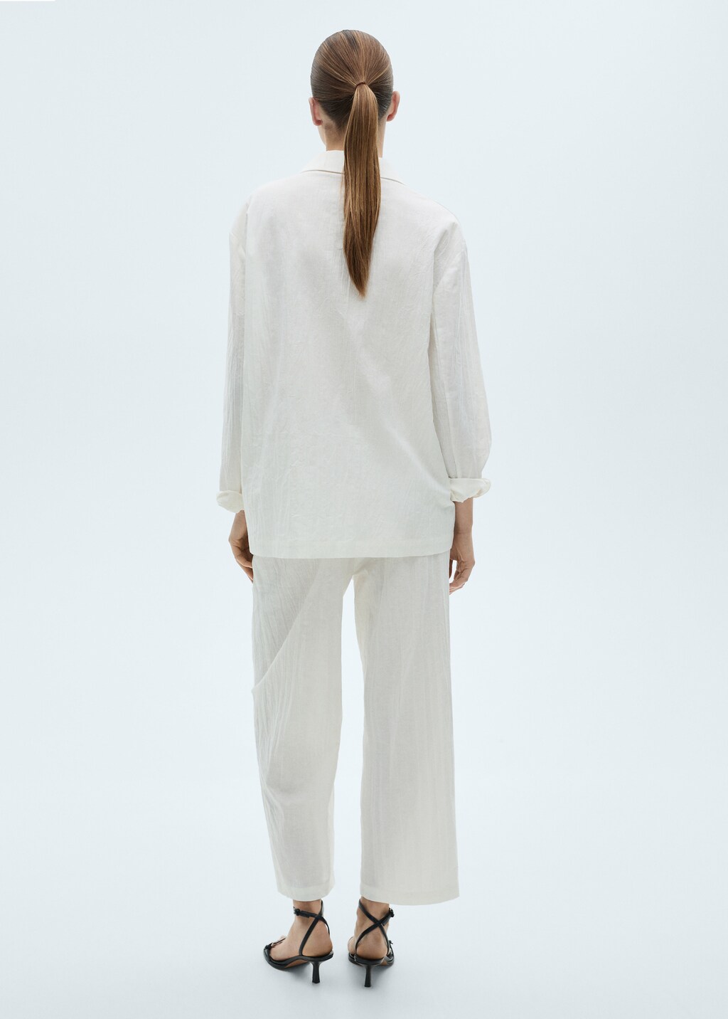 Linen-blend culotte suit pants - image 3