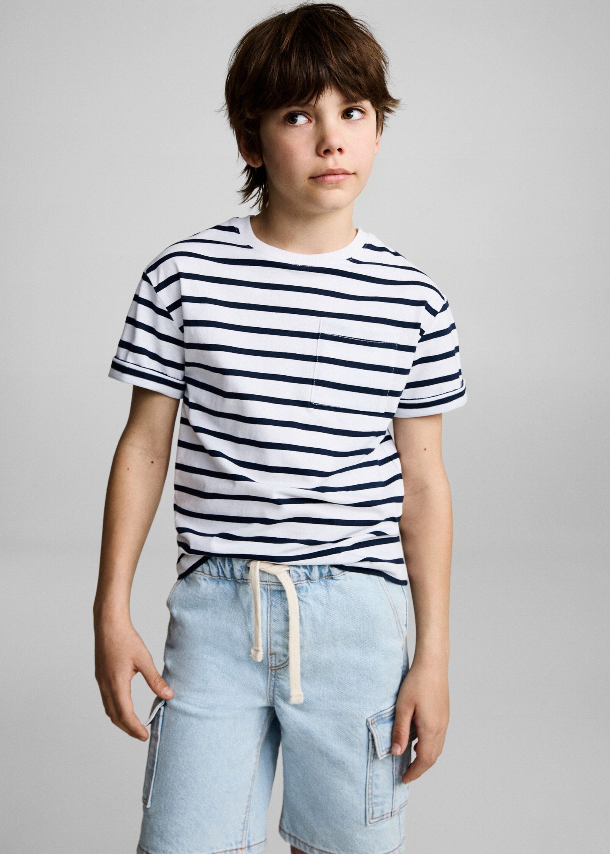 Striped cotton T-shirt - Medium plane