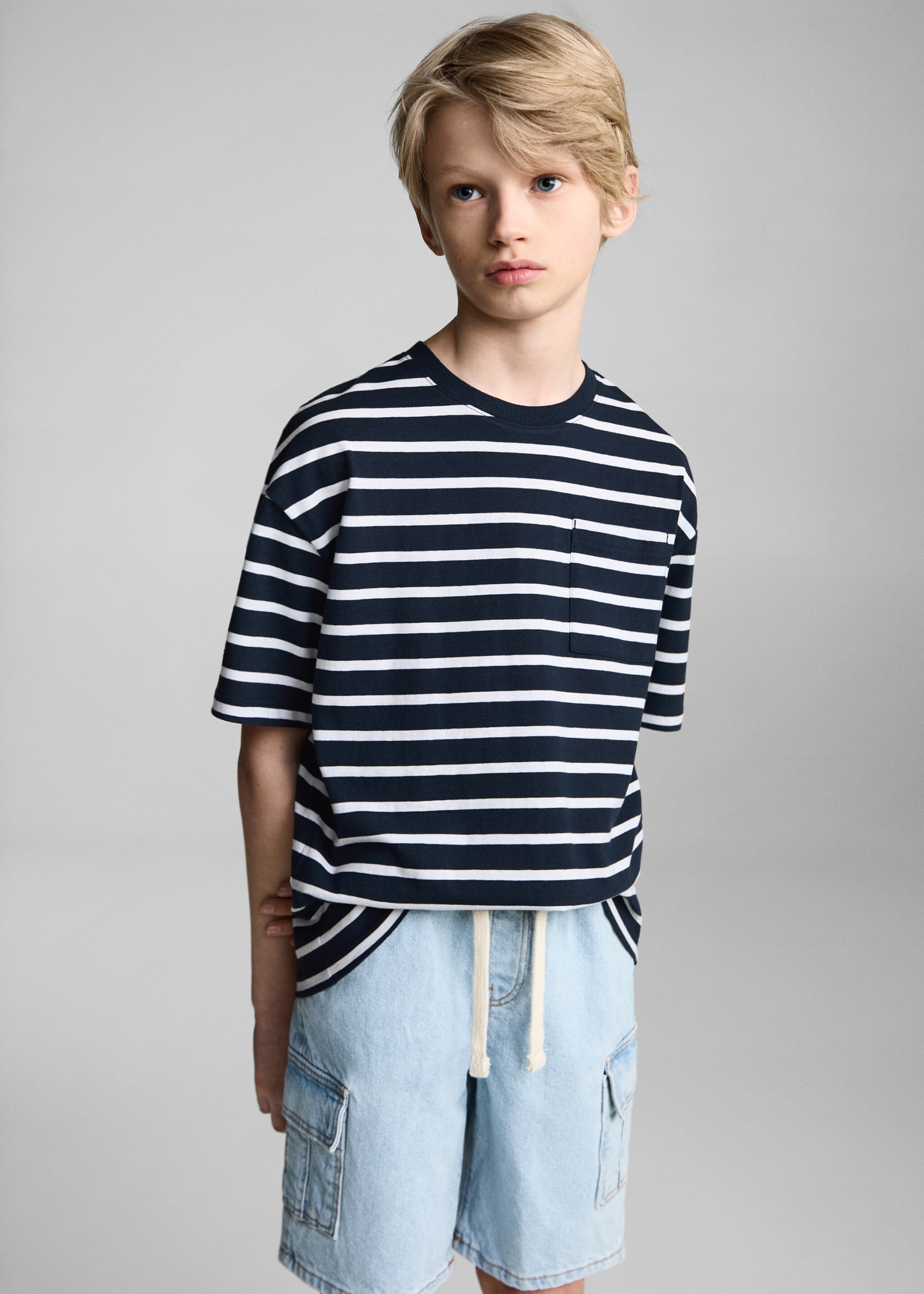 Striped cotton T-shirt - Medium plane