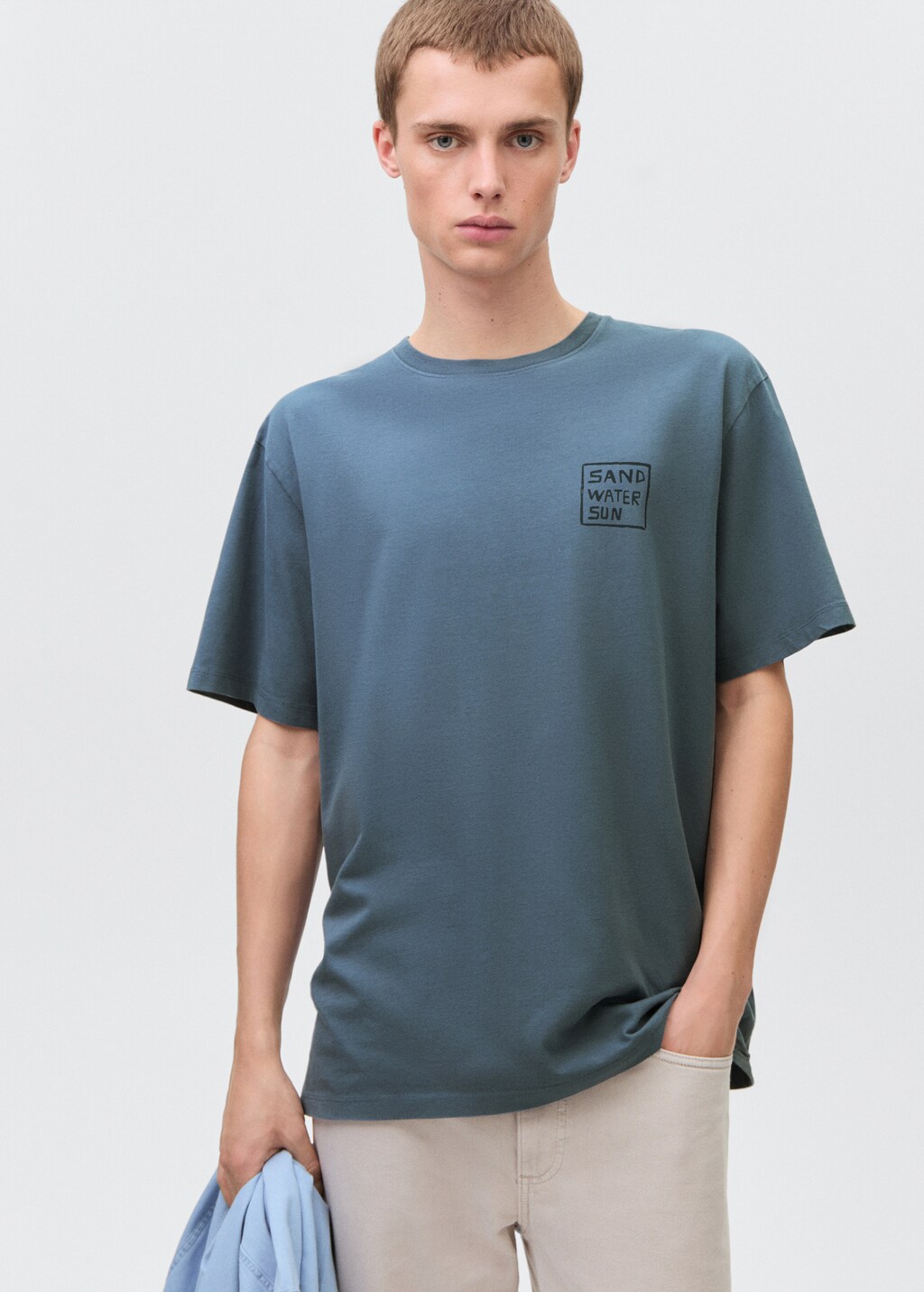 Printed cotton-blend t-shirt