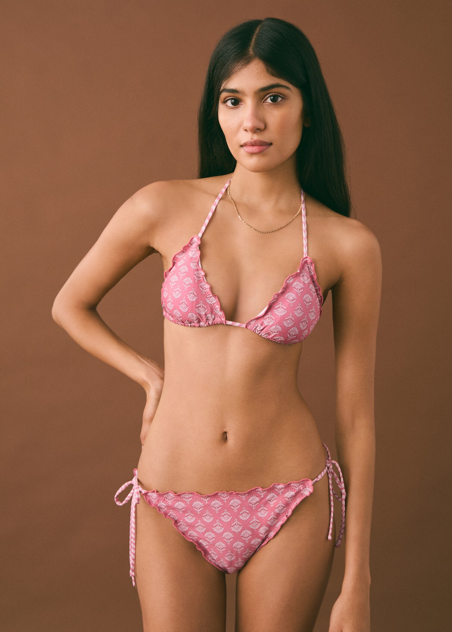 Bikini with printed trim - Medium plane