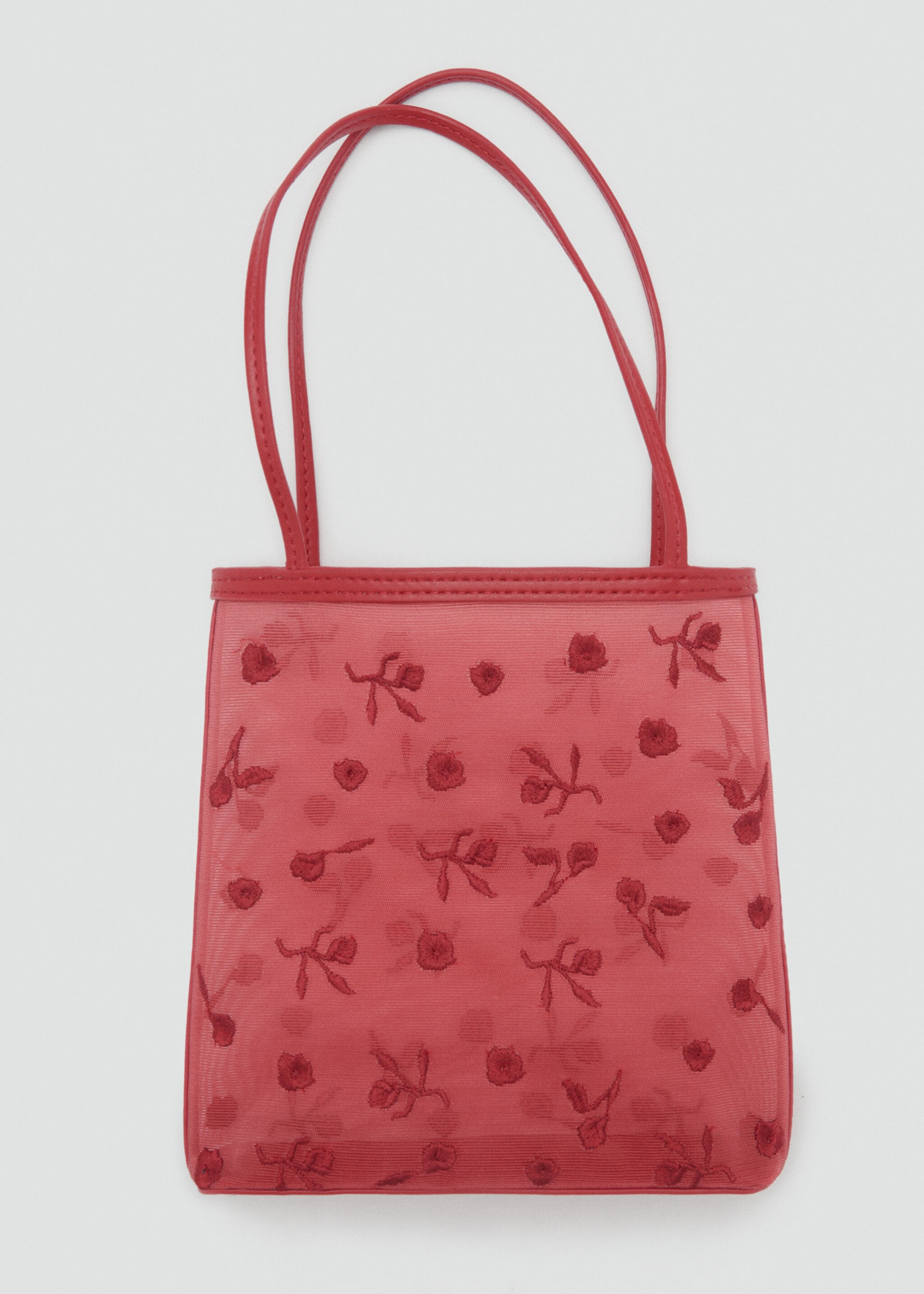 Flower-embroidered mesh bag - Details of the article 3