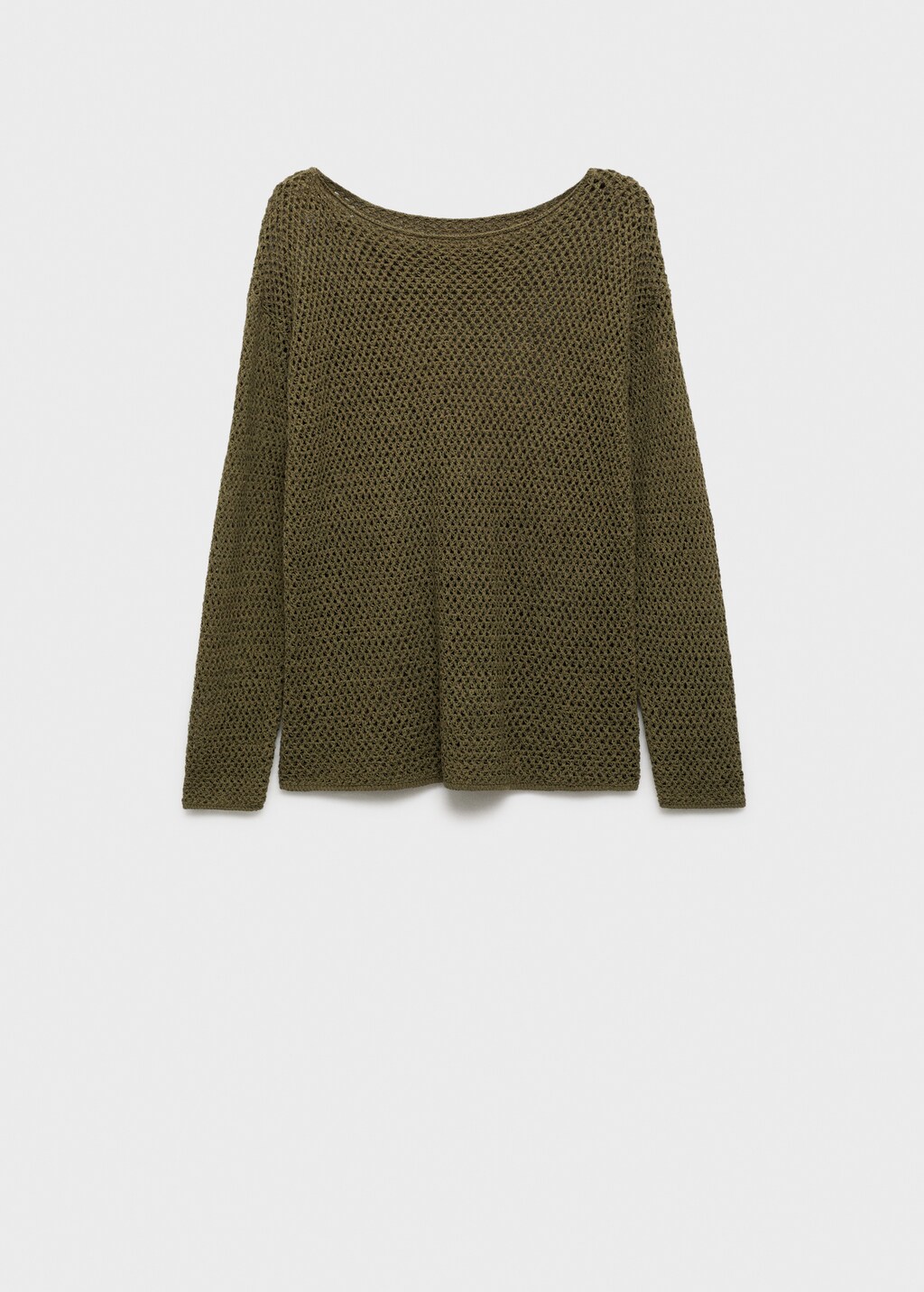 Knitted boat-neck sweater with lace pattern - image 4