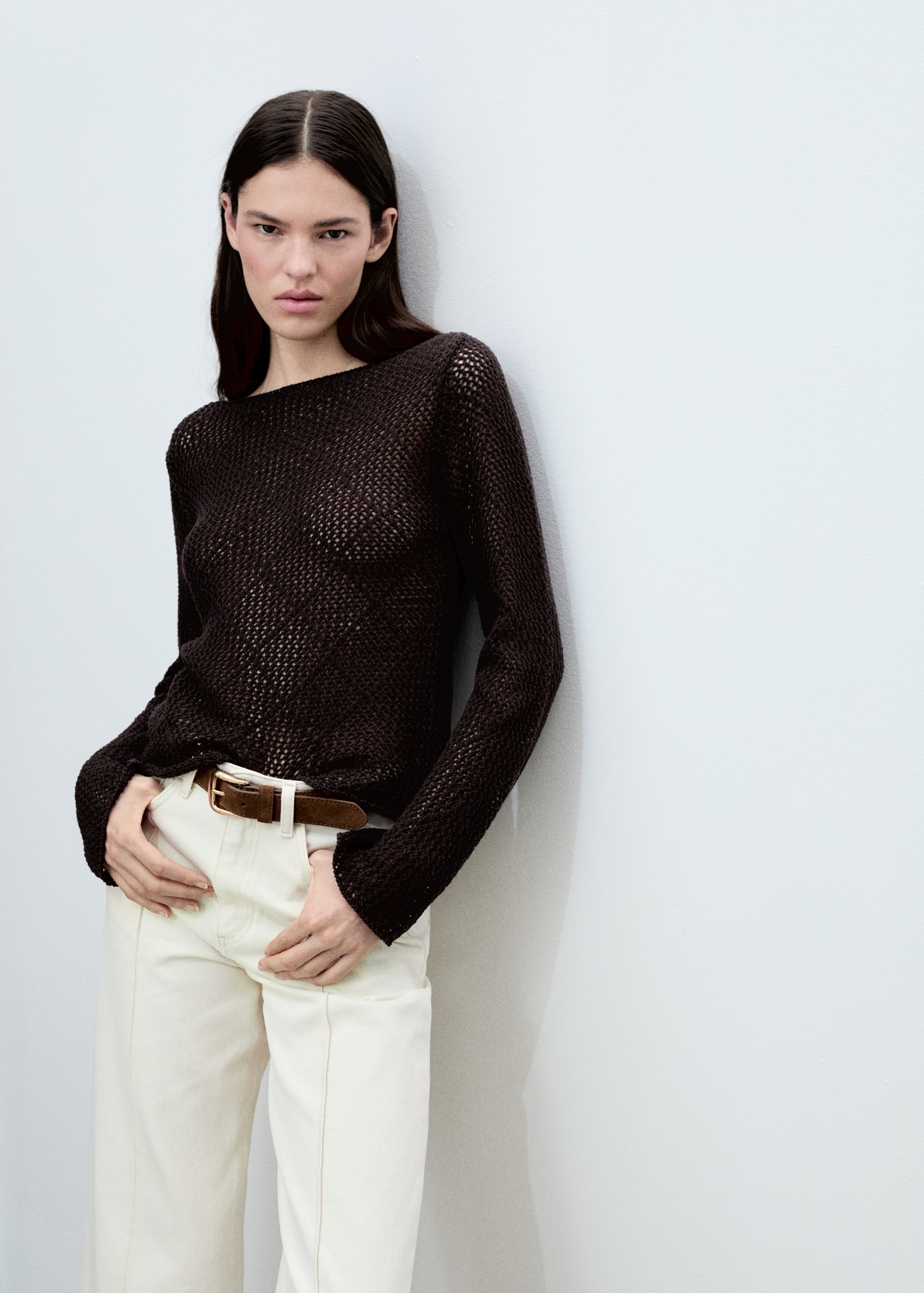 Cotton Cold Shoulder Openwork Long Sleeve Tops Cotton Cold Shoulder Openwork Long Sleeve Tops