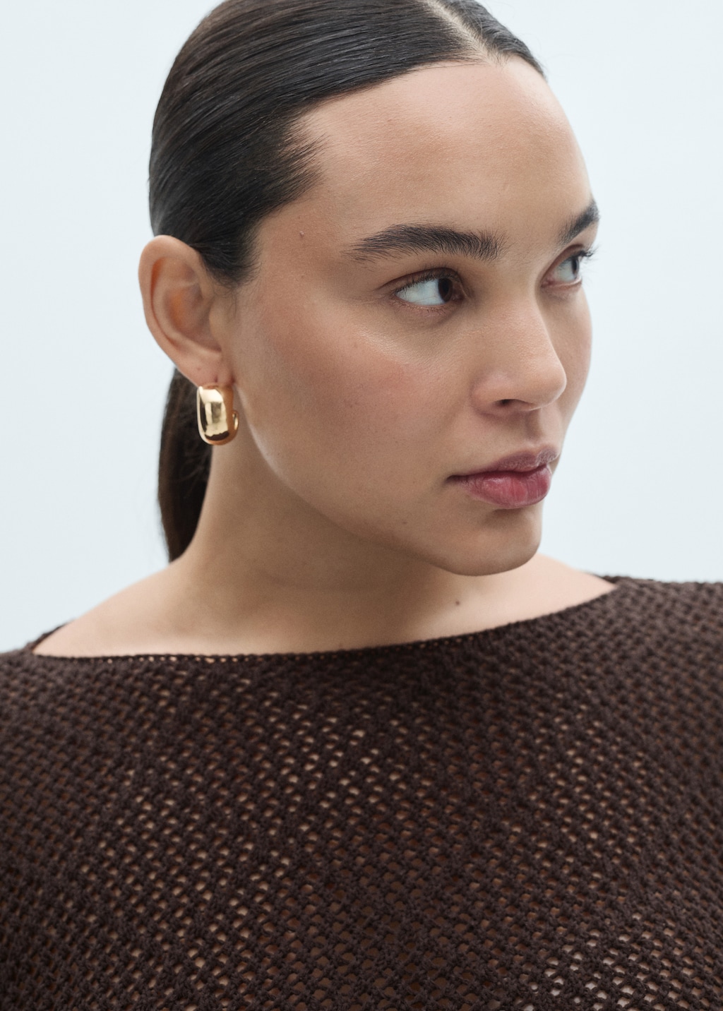 Knitted cotton sweater with lace design