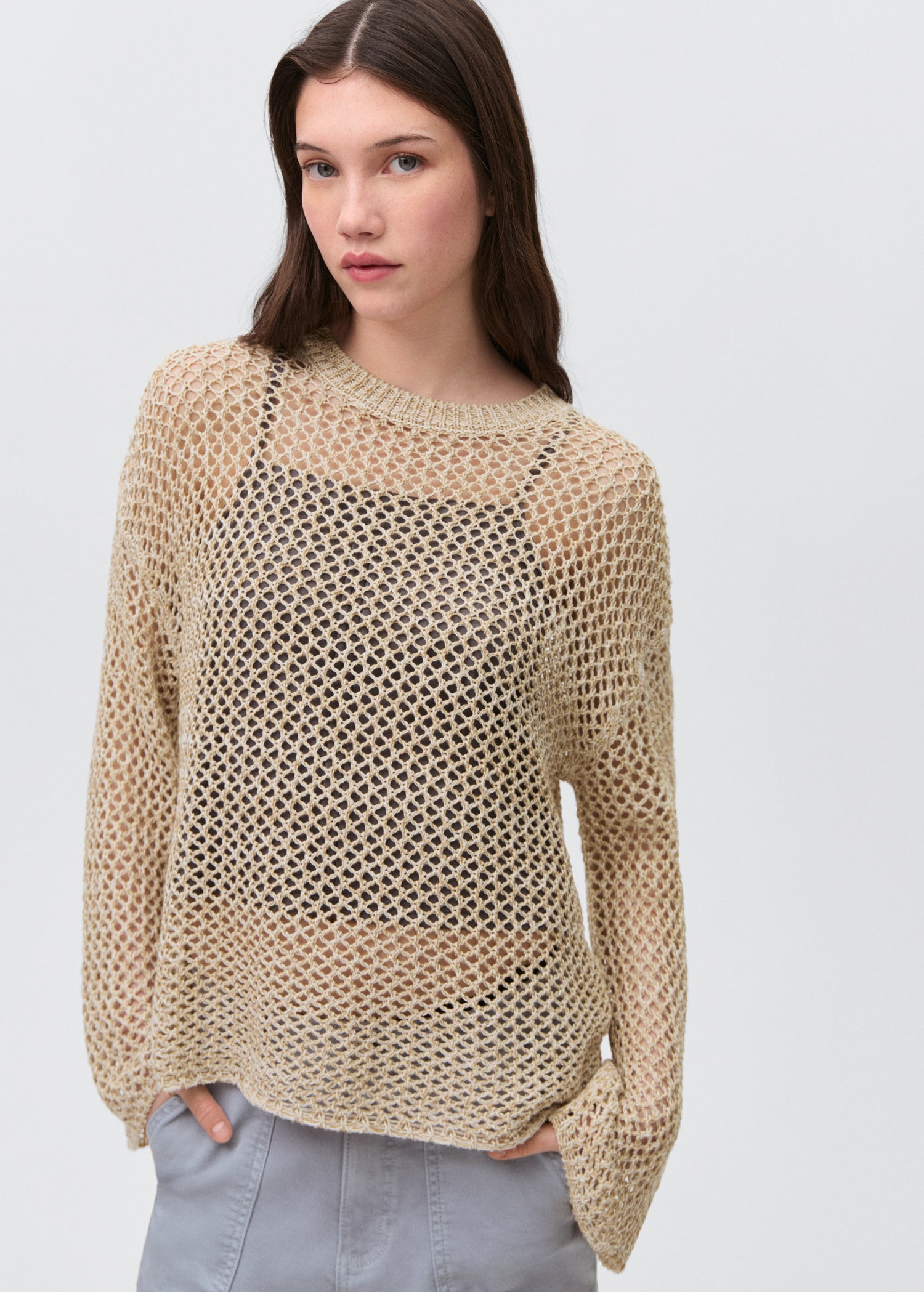 Cotton Cold Shoulder Openwork Long Sleeve Tops Cotton Cold Shoulder Openwork Long Sleeve Tops