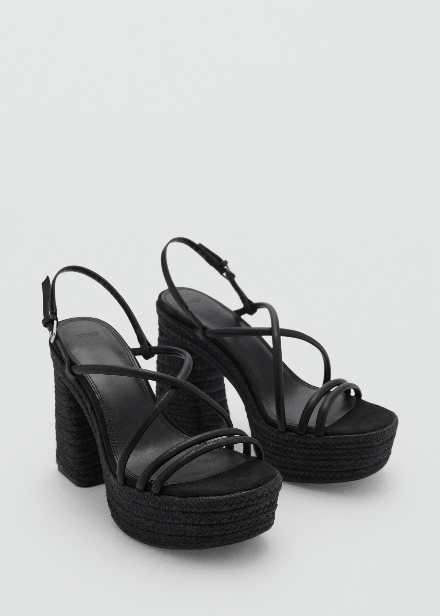 Heeled esparto sandal with straps - Medium plane