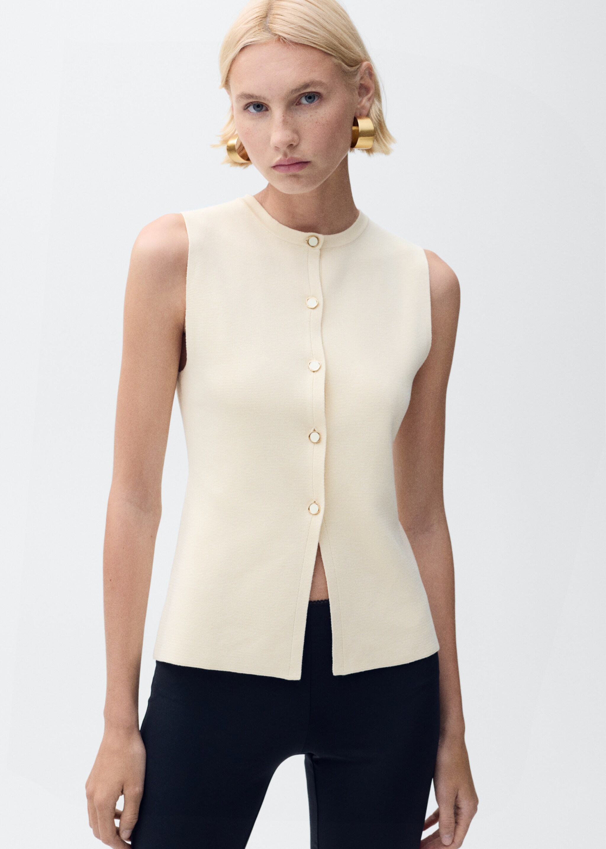 Gilet maille fine boutons - Plan moyen