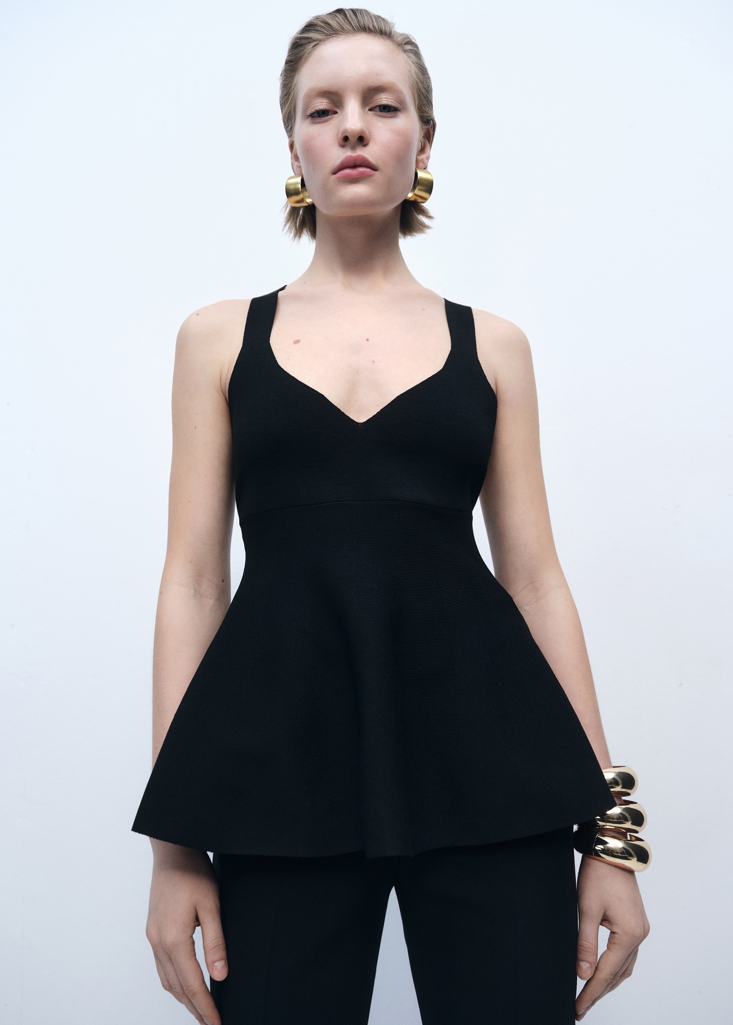 Fijngebreide peplum top - Middenvlak