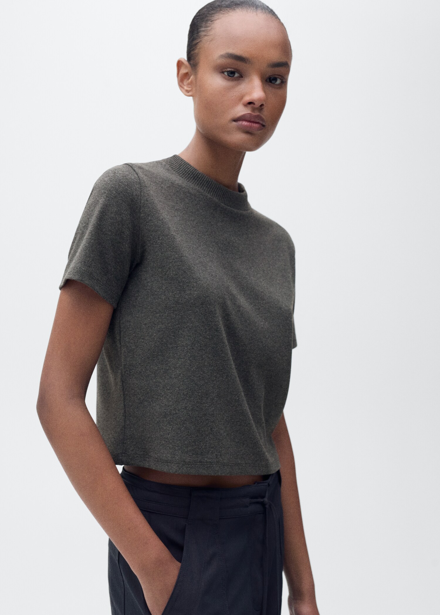 Short-sleeved cotton-blend t-shirt - Medium plane