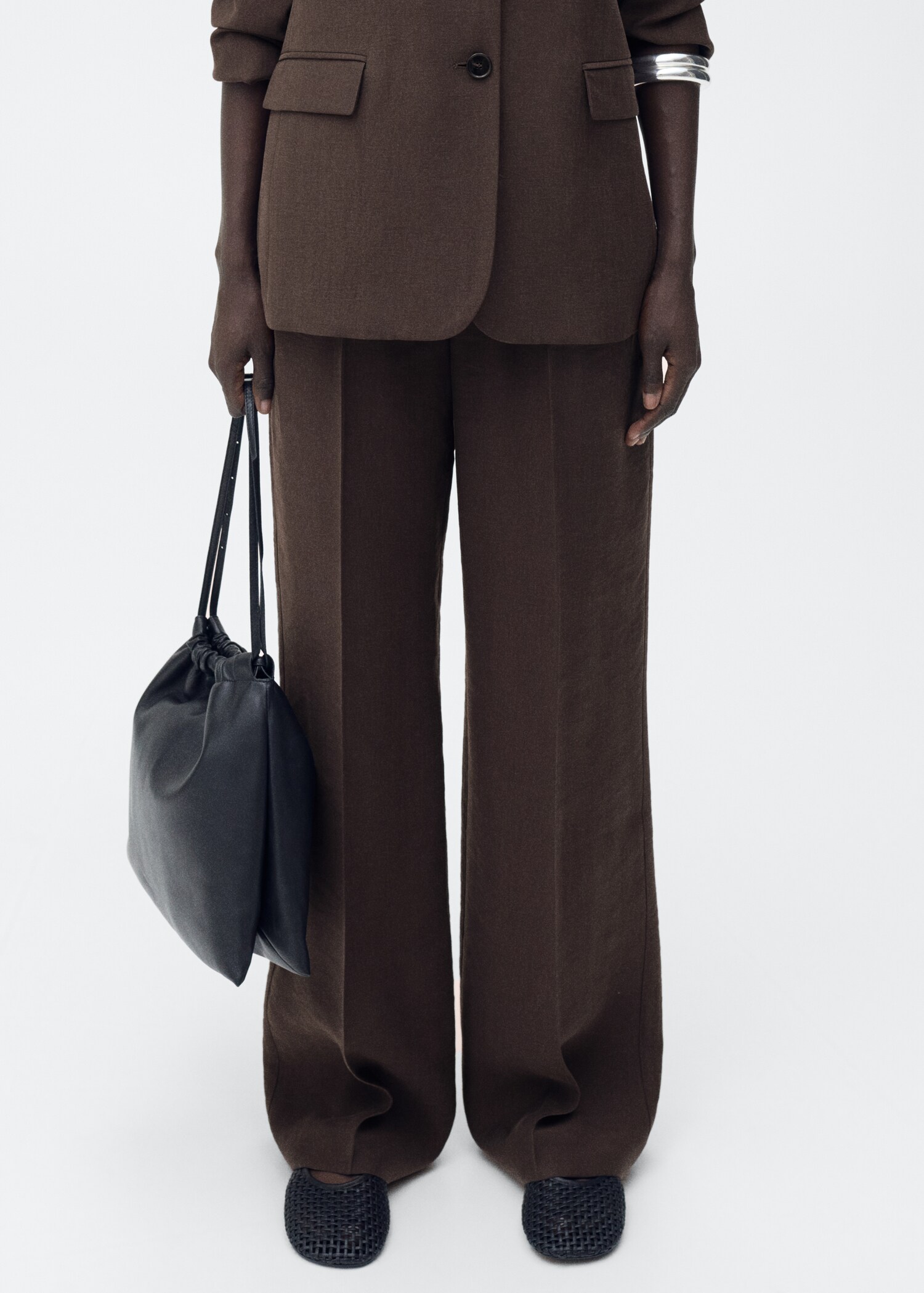 Pantalon droit costume lyocell - Plan moyen