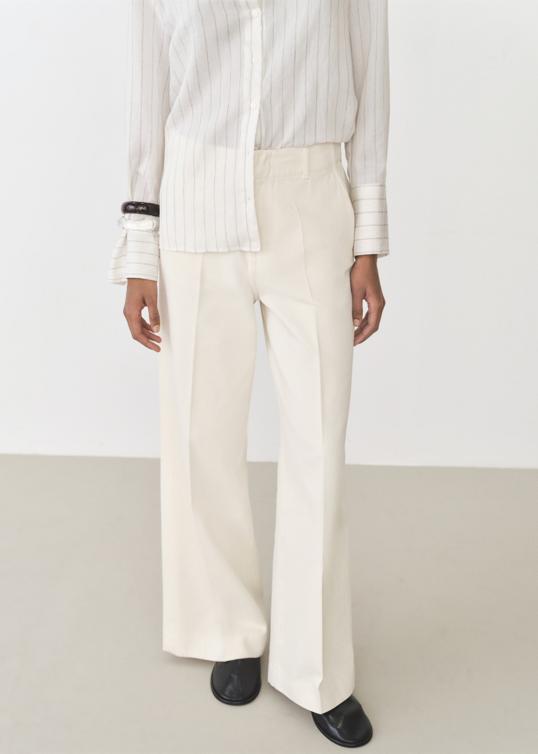 Pantalon coton wideleg taille haute - Plan moyen