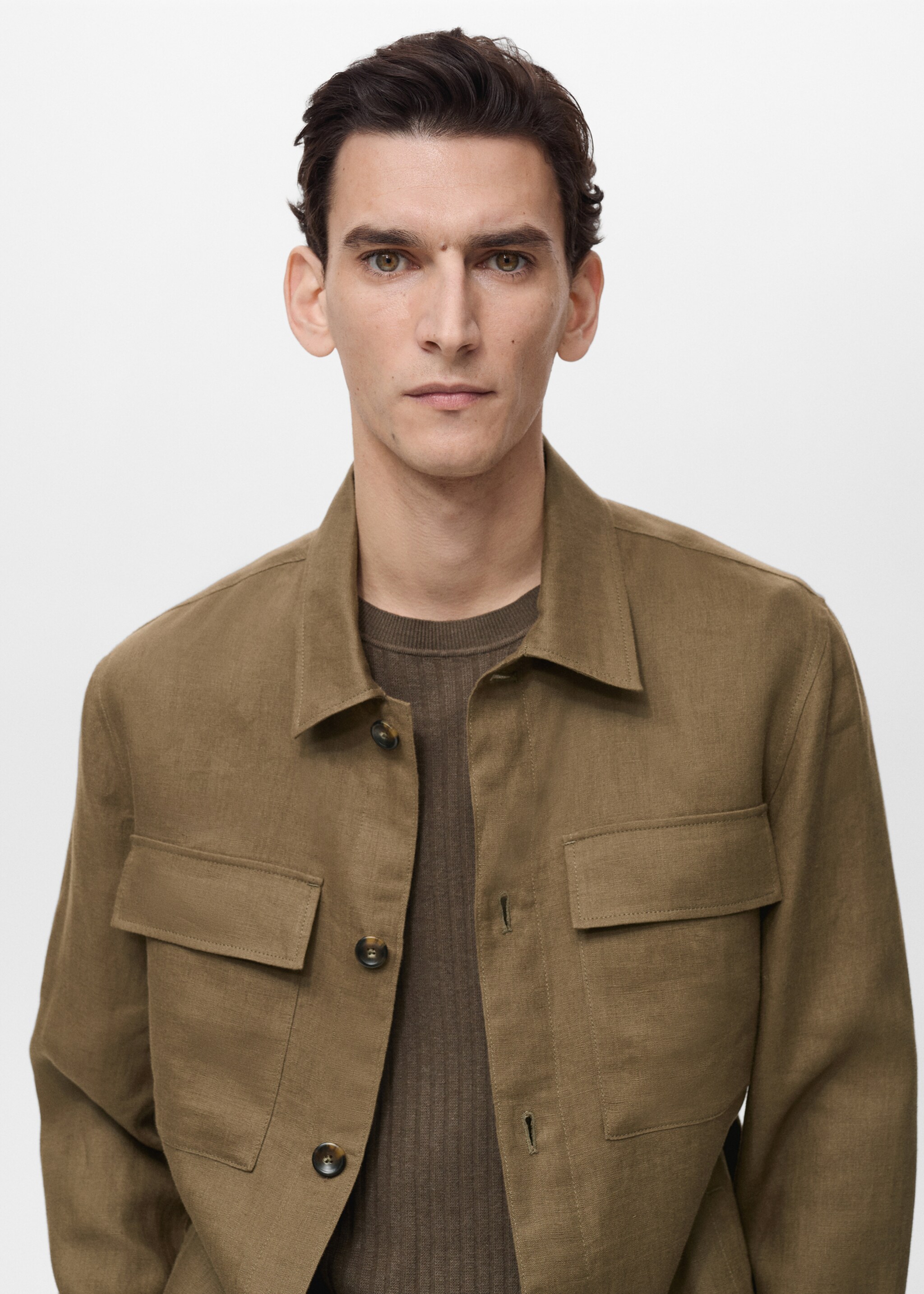 100% linen overshirt with pockets - Details of the article 1