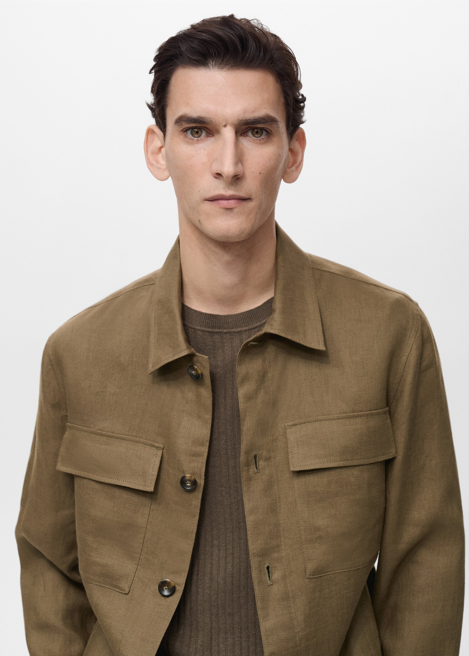 100% linen overshirt with pockets - Details of the article 1