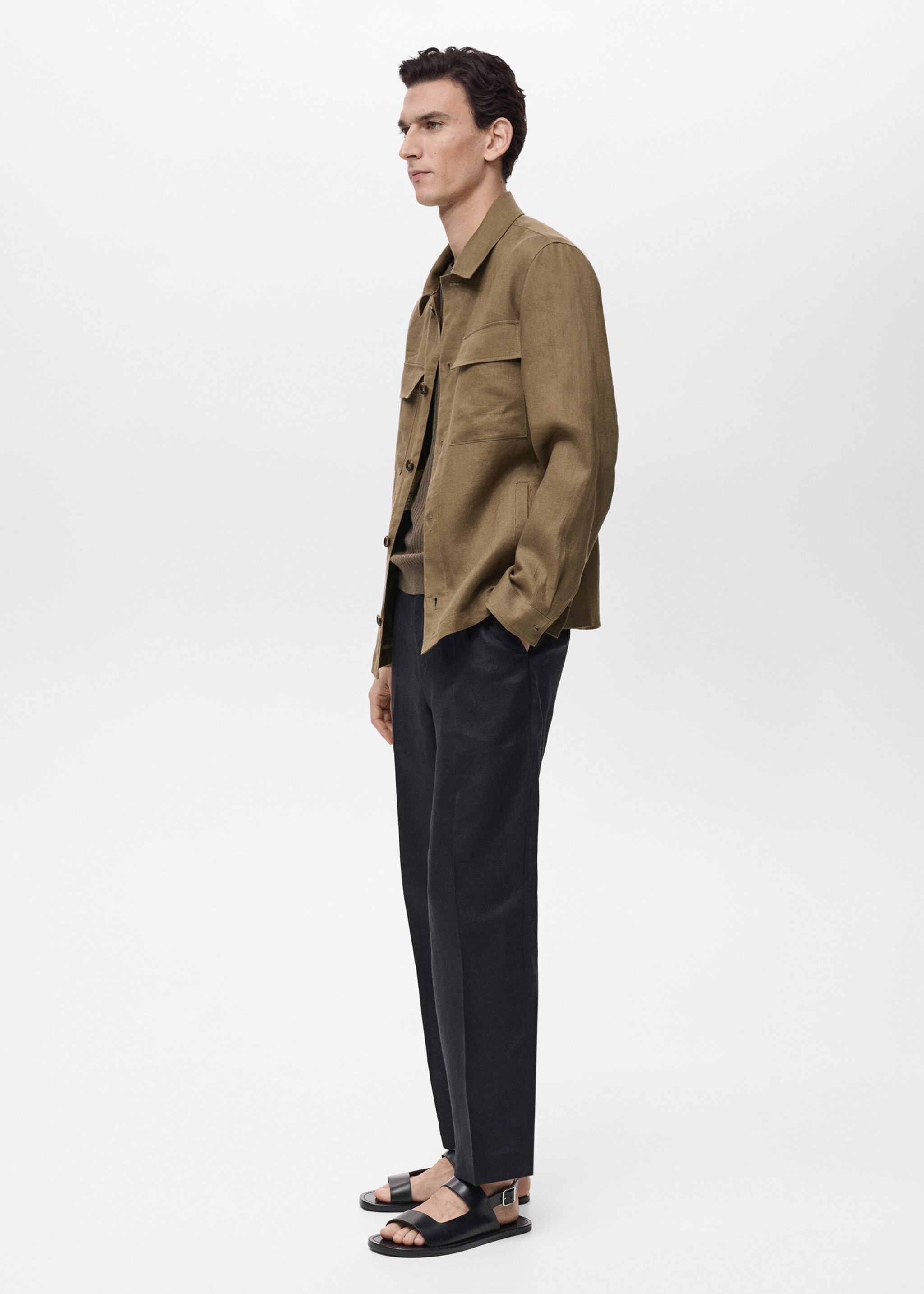 100% linen overshirt with pockets - Details of the article 2