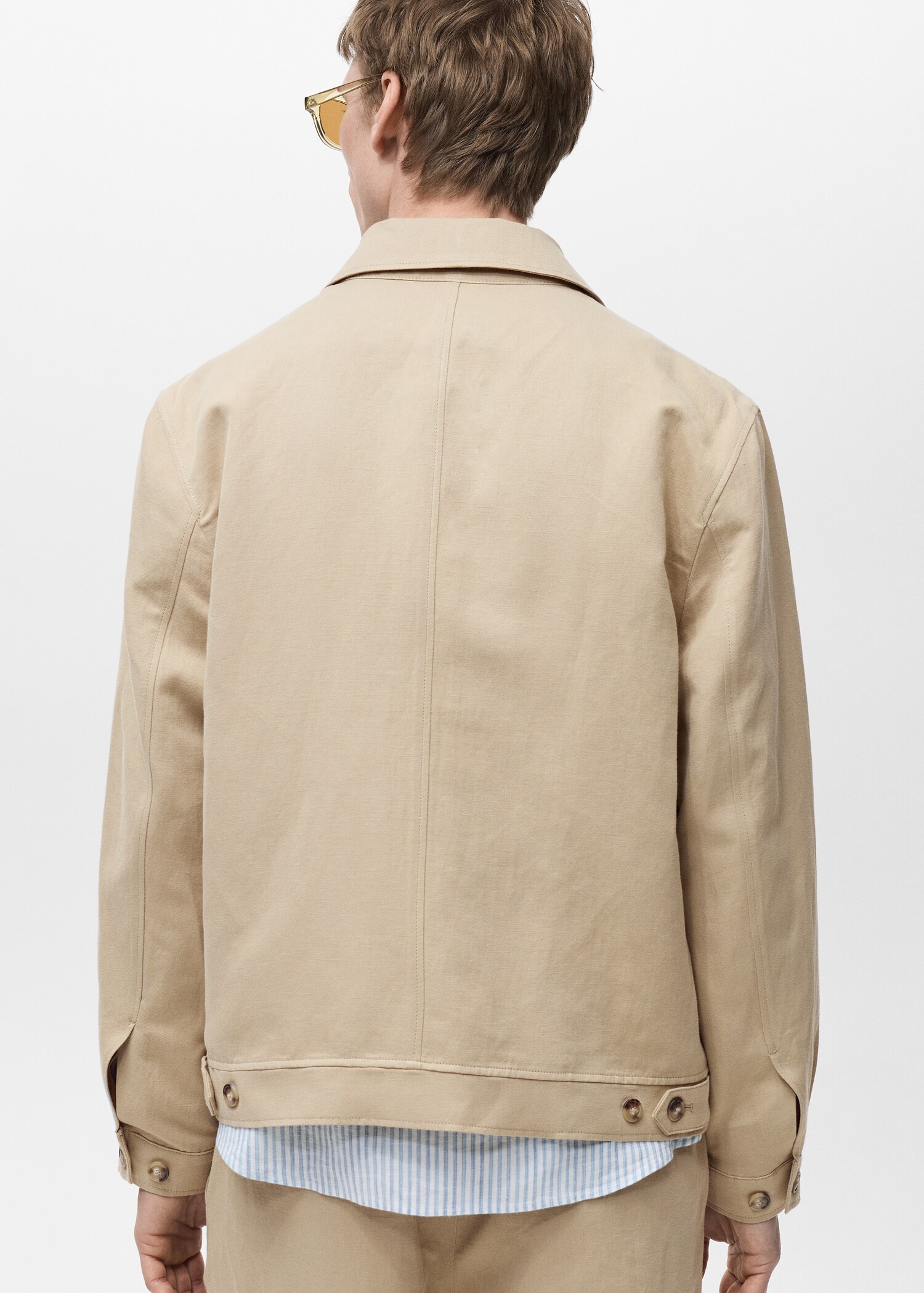 Chaqueta mezcla lino bolsillos - Reverso del artículo