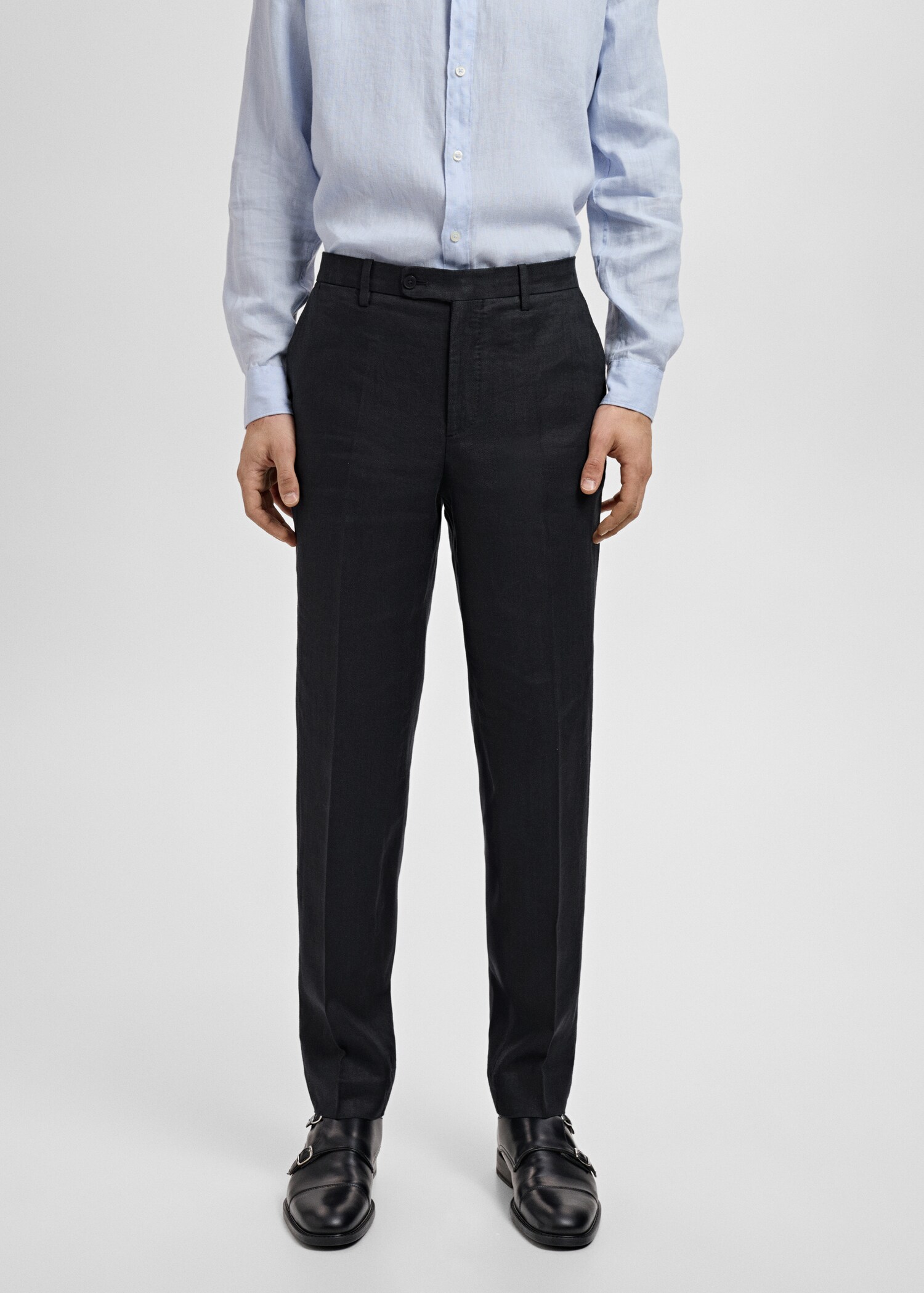 Amalfi slim-fit pantalon 100% linnen - Middenvlak