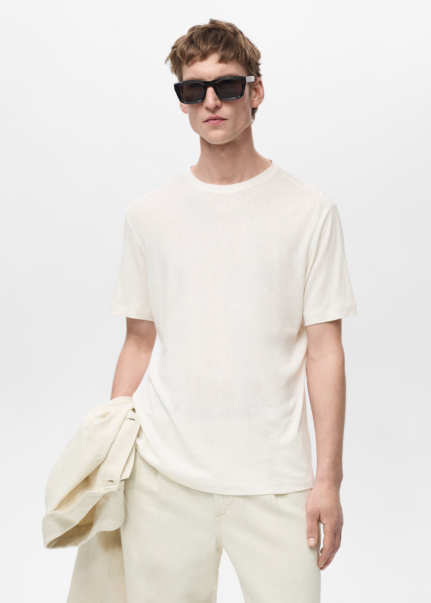 Linen slim-fit t-shirt - Medium plane