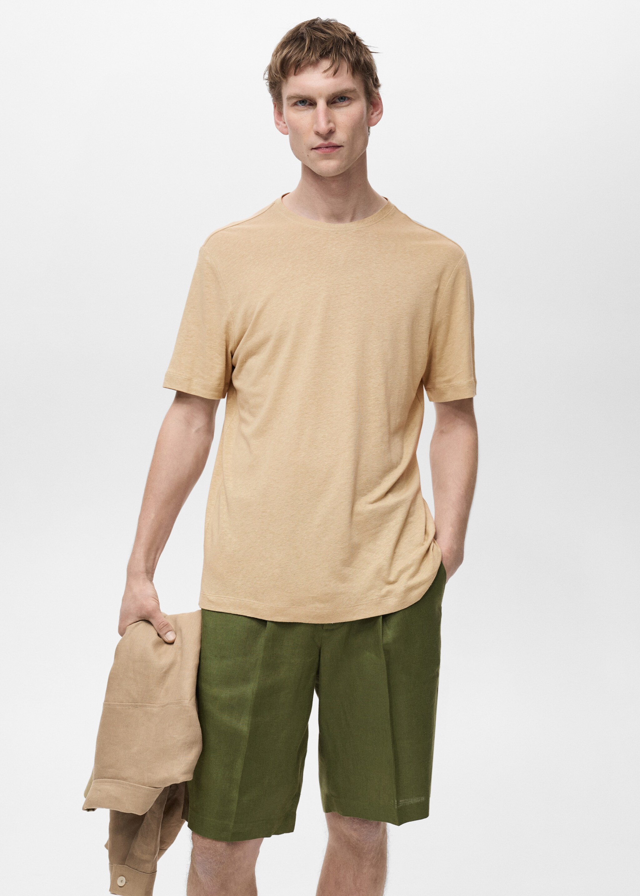Linen slim-fit t-shirt - Medium plane
