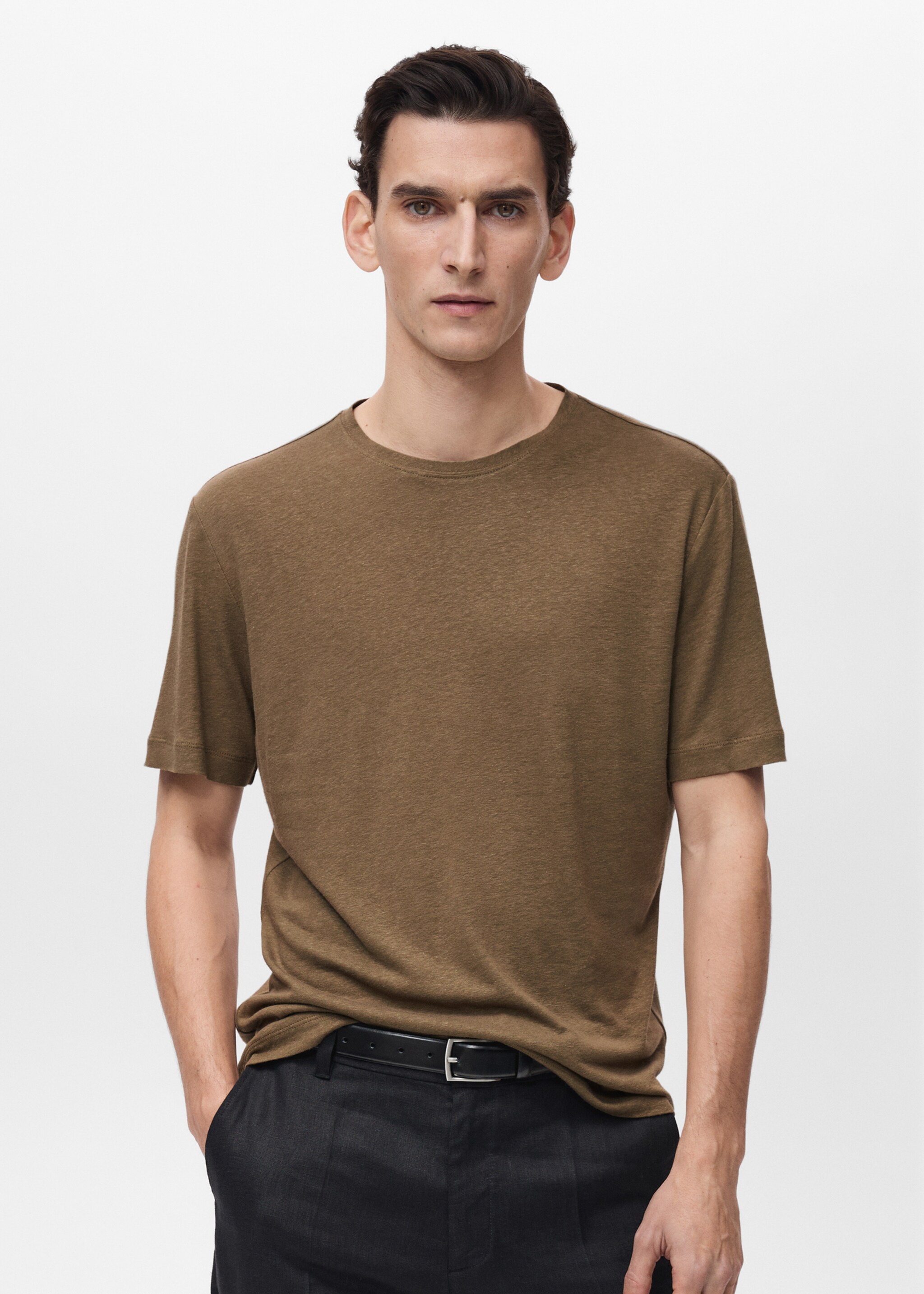 Linen slim-fit t-shirt - Medium plane