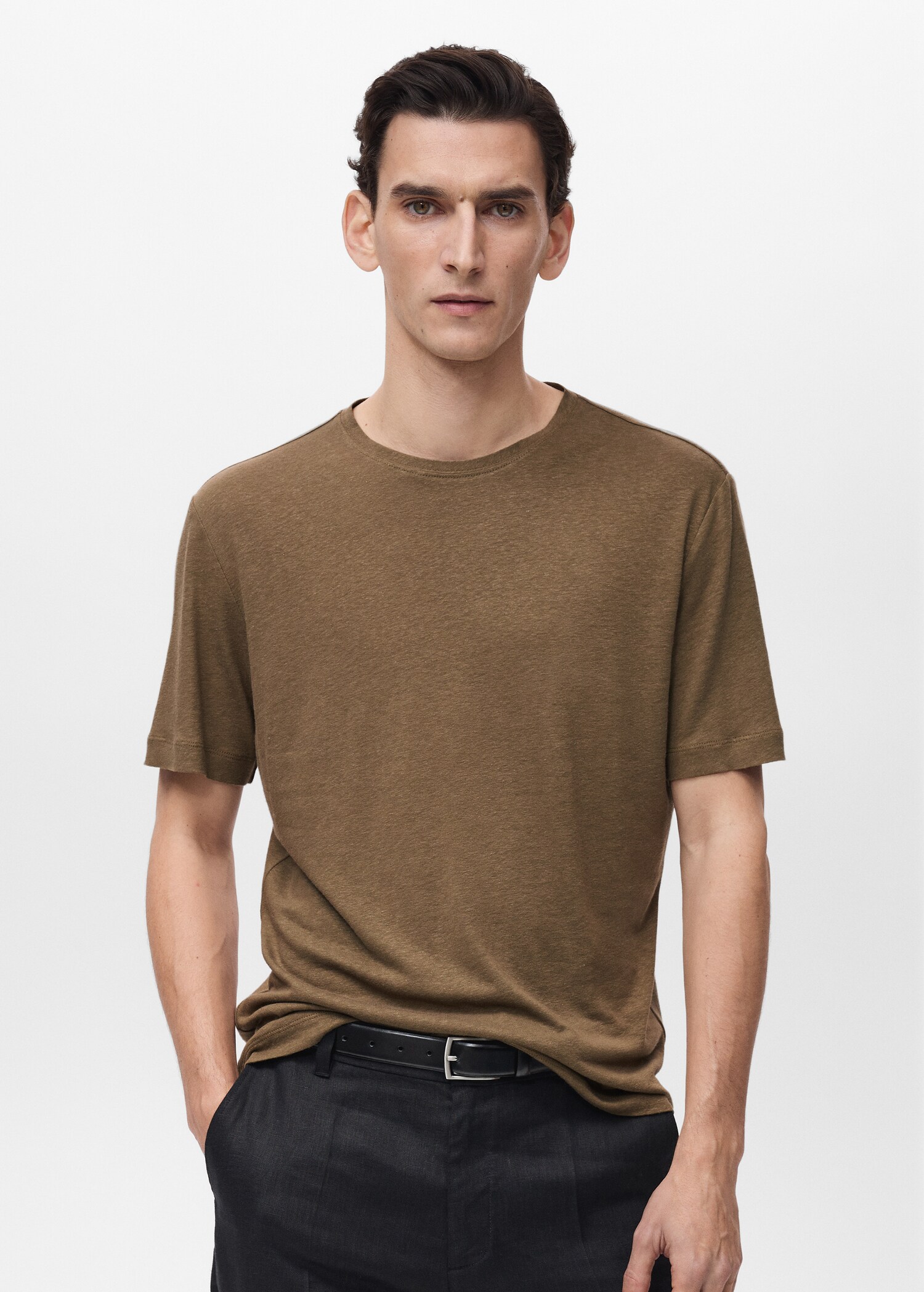 Linen slim-fit t-shirt - Medium plane