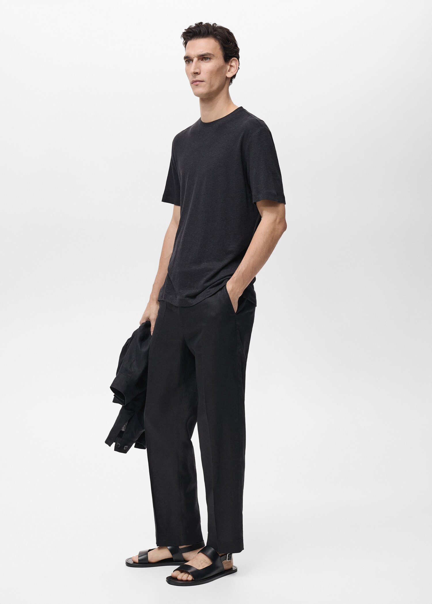 Linen slim-fit t-shirt - Details of the article 2