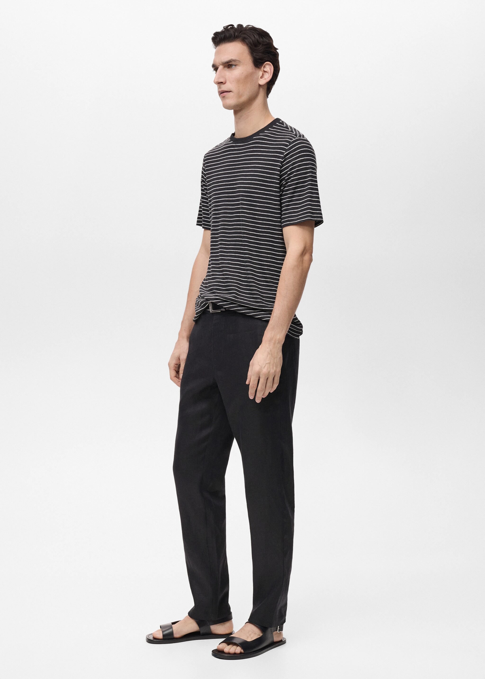 Striped slim-fit linen t-shirt - Details of the article 2