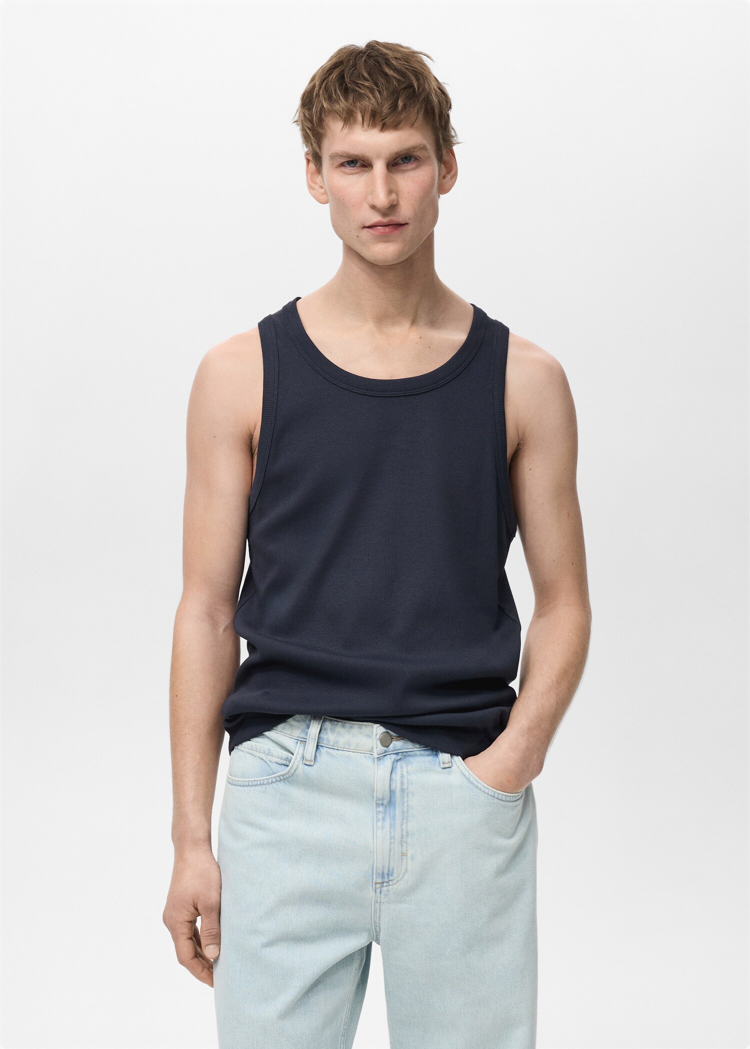 Slim-fit ribbed tank top - Medium plane
