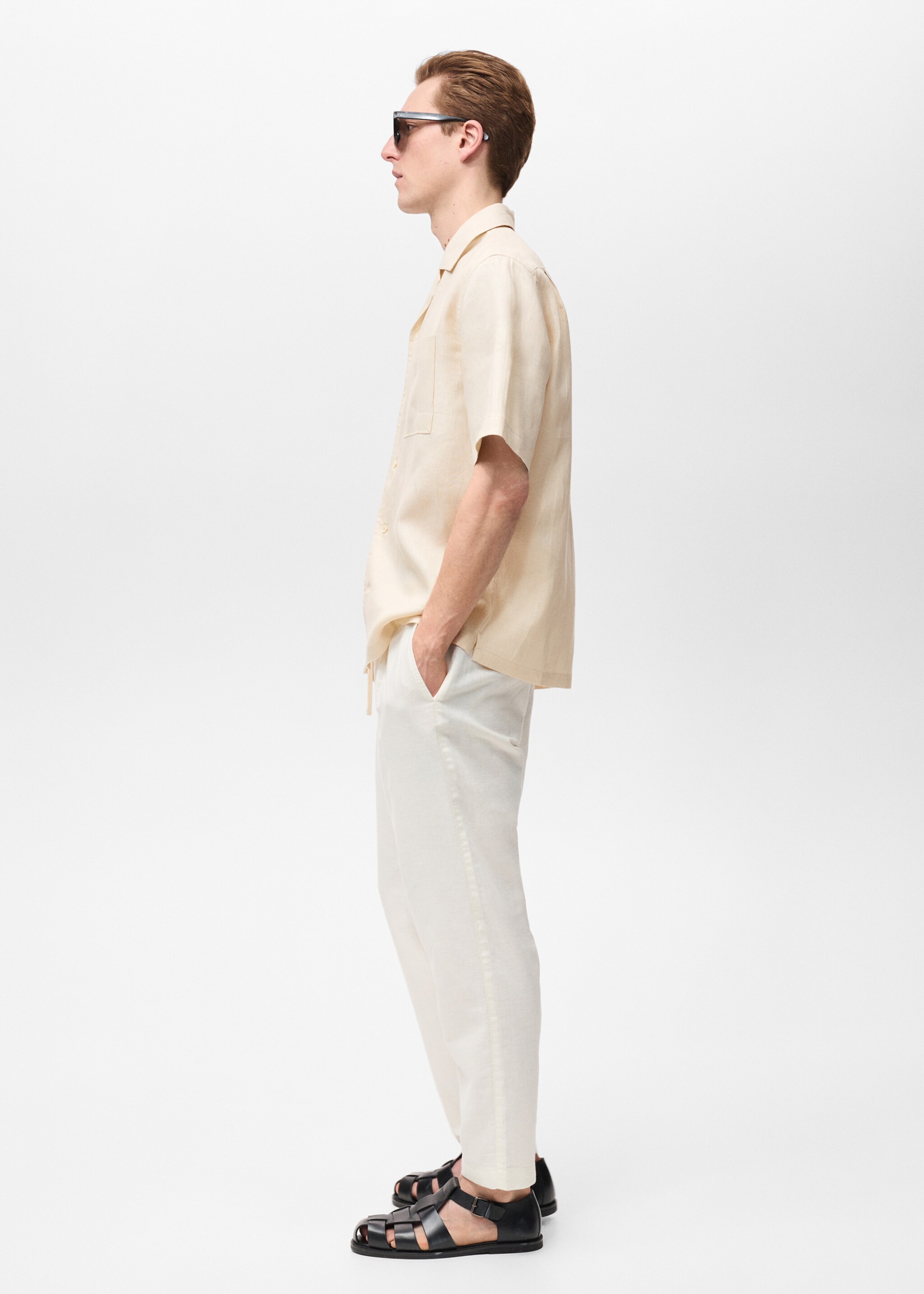 100% linen bowling-collar shirt - Details of the article 2