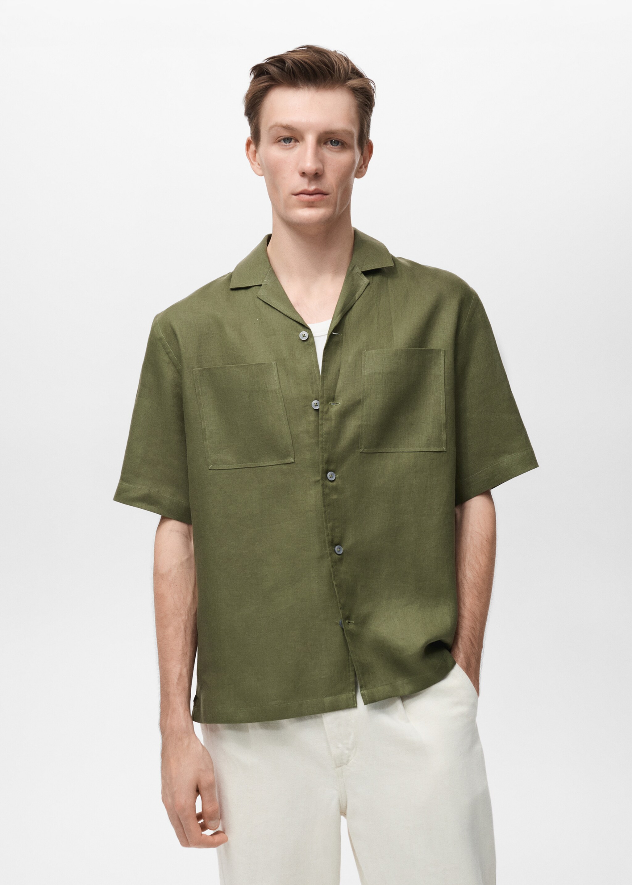 100% linen bowling-collar shirt - Medium plane